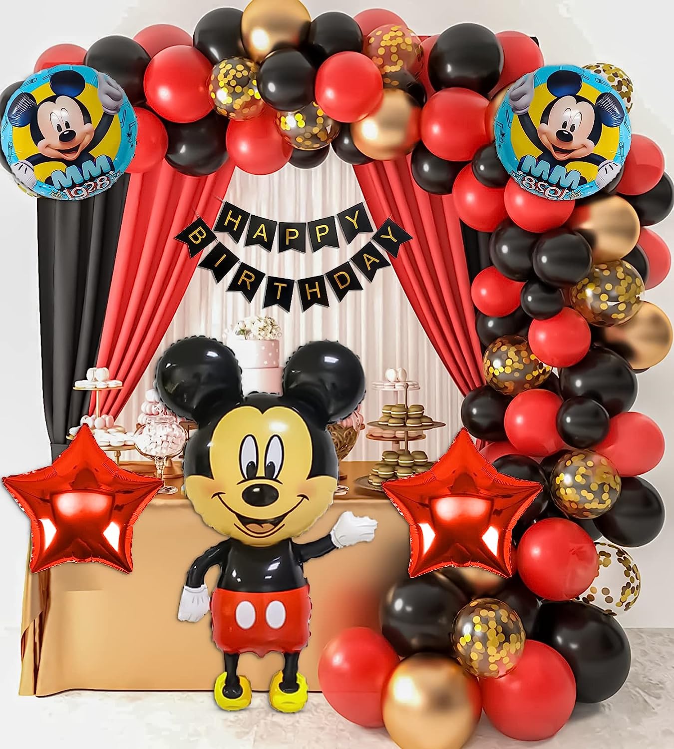 Mickey Mouse Theme Birthday Decoration Item Kit- Pack of 59 Items