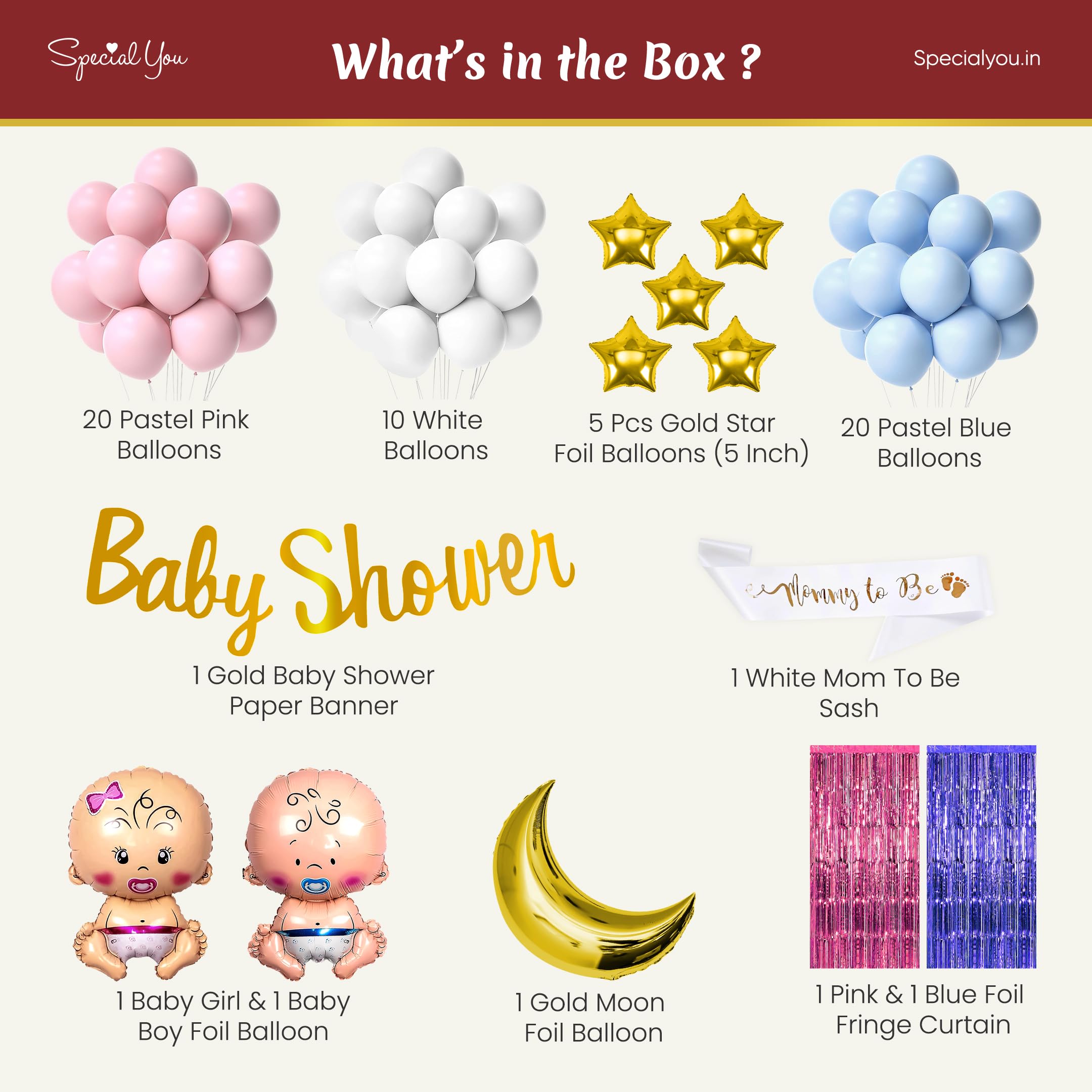 Pink & Blue Baby Shower-64 pcs