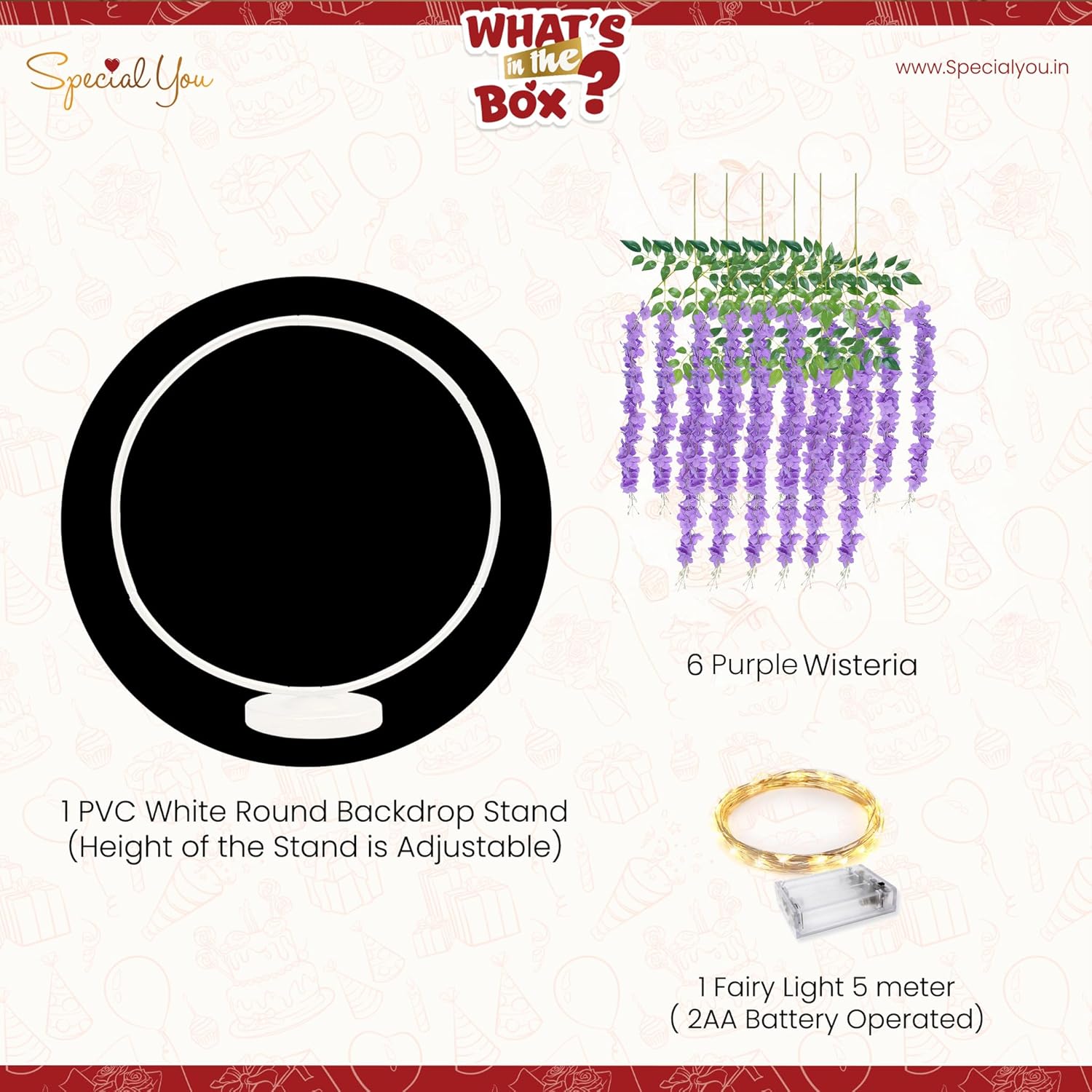 Diwali Stand with Purple Wisteria Decor Kit