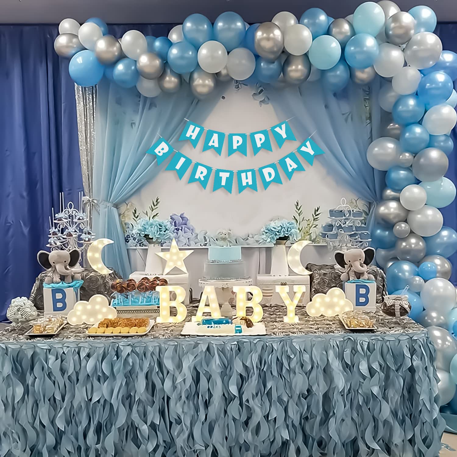 Blue birthday outlet decorations