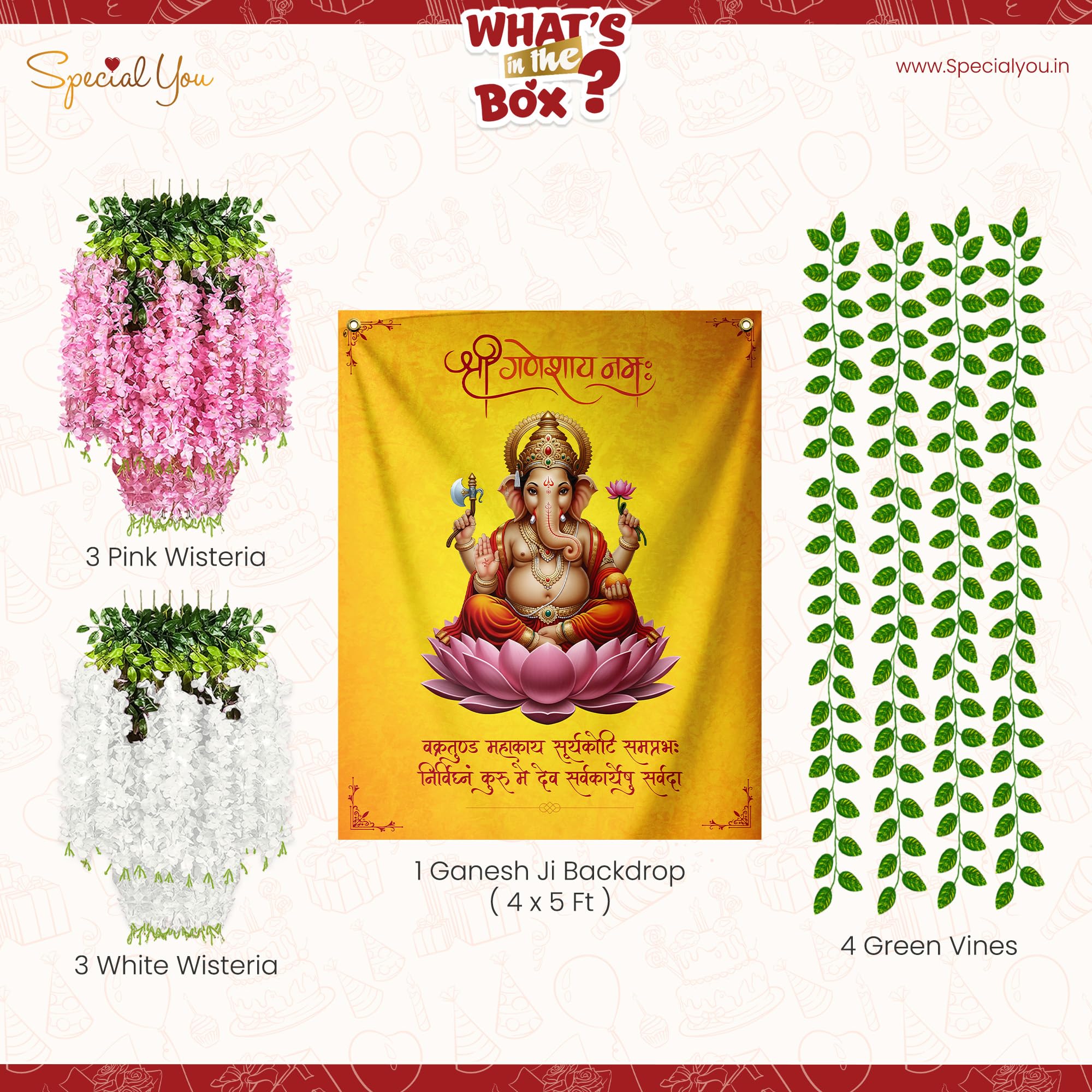Shree Ganesh Floral Backdrop