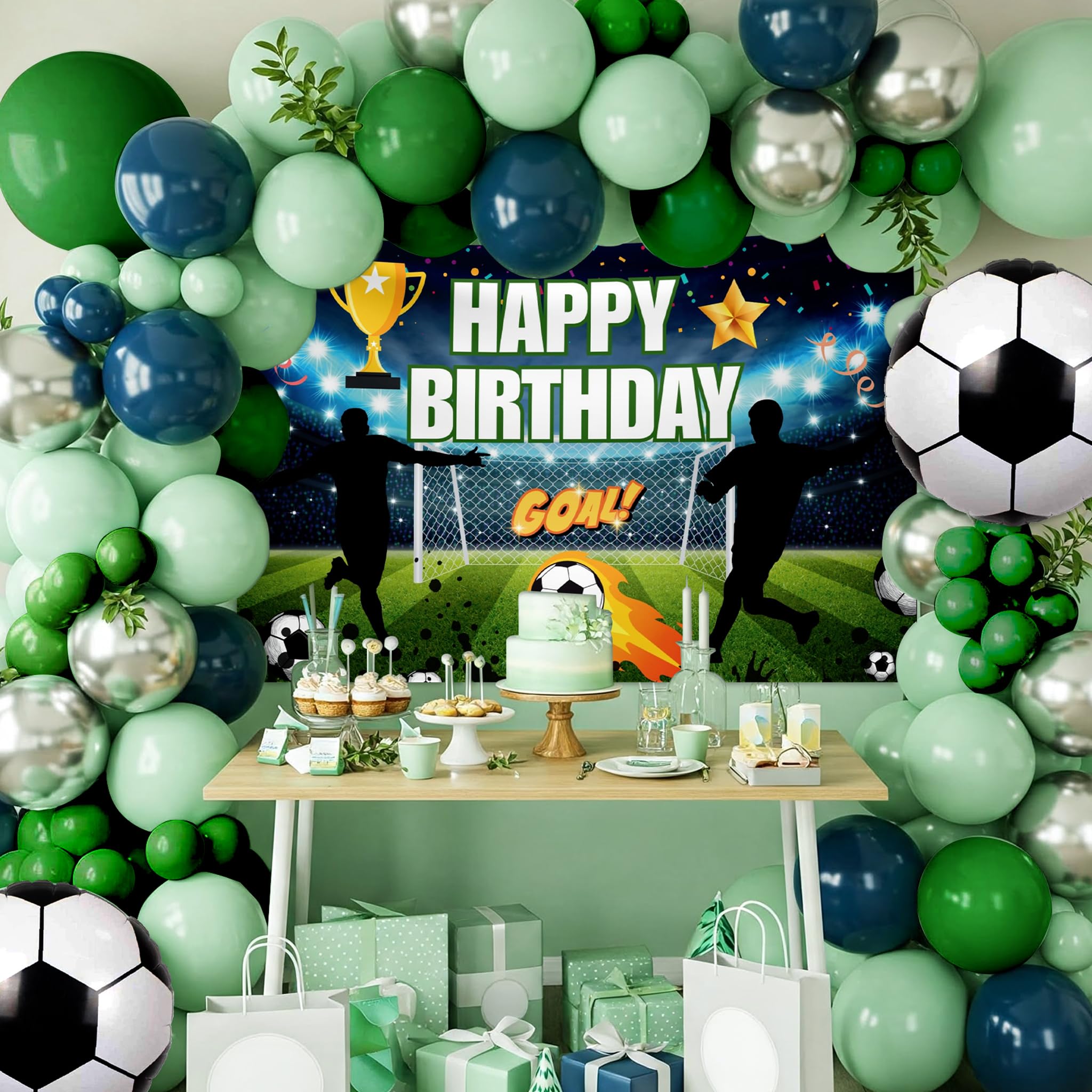 Green Football Theme Birthday Decoration