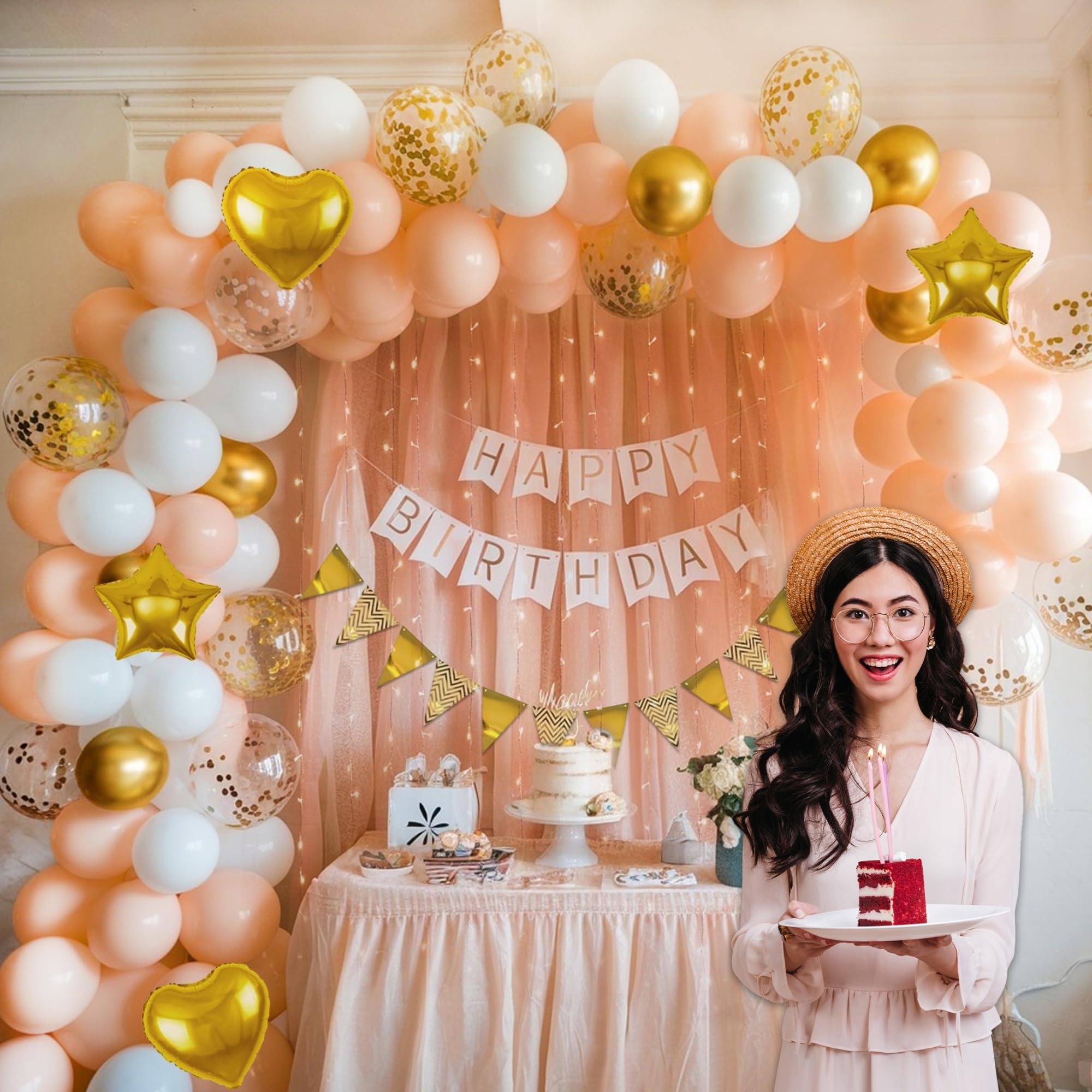 Peach Theme Birthday Decoration