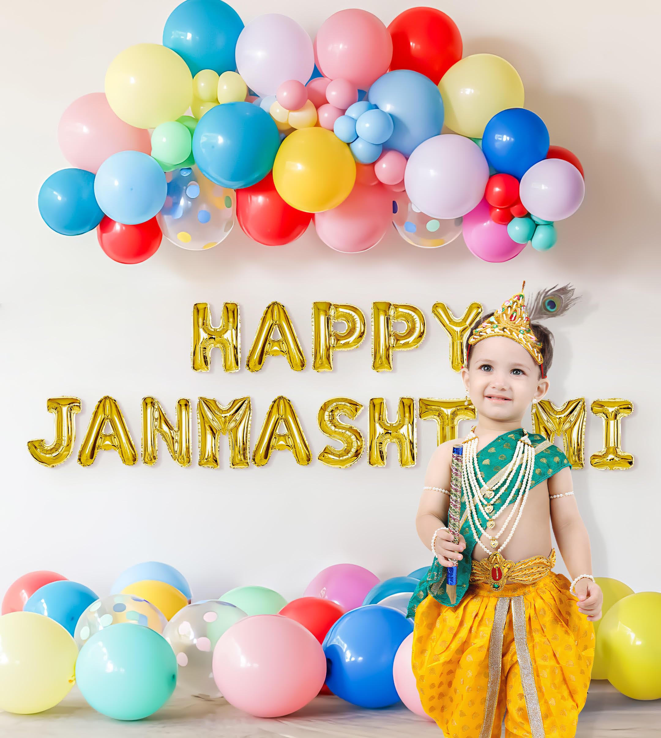 Celebrate Janmashtami with Colorful Balloons"