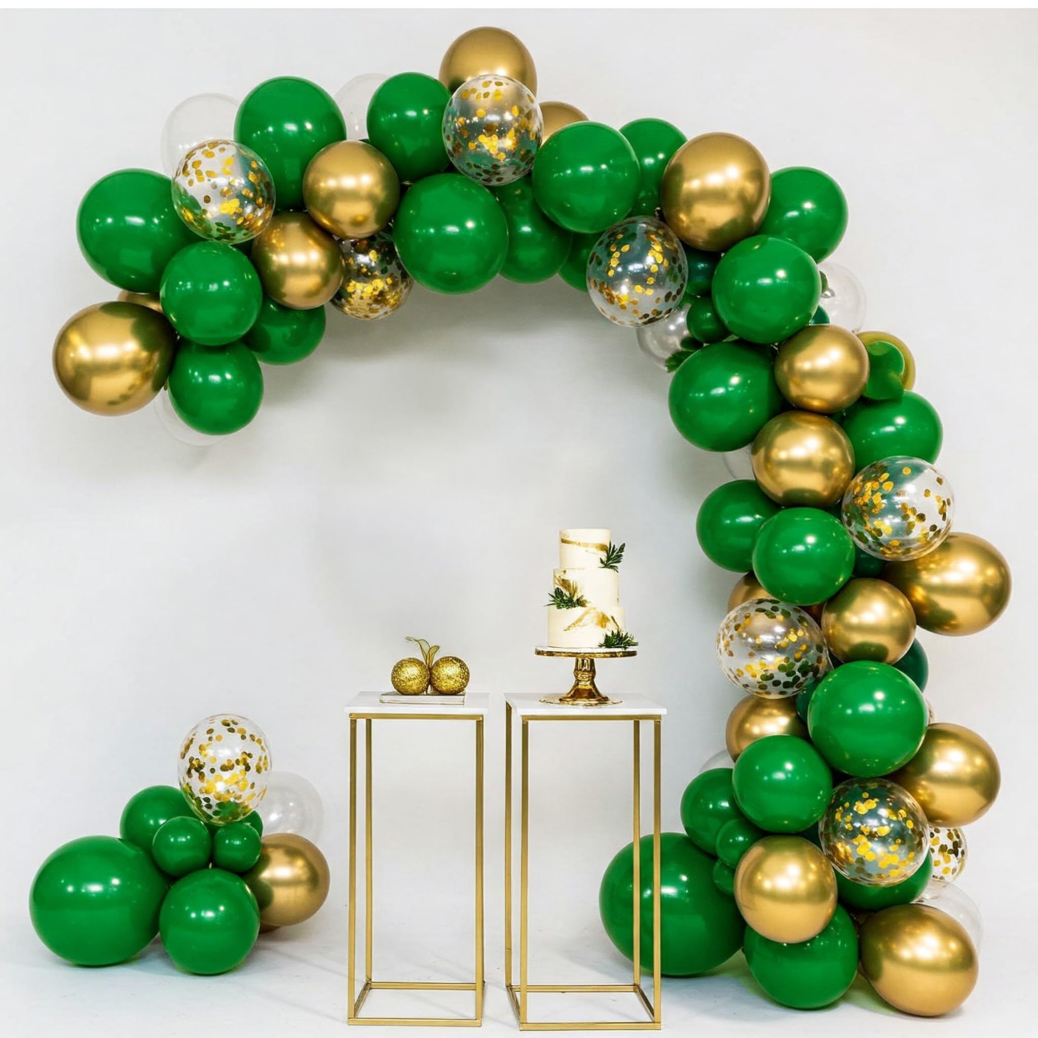 Green & Gold Chrome Balloons Decoration Kit