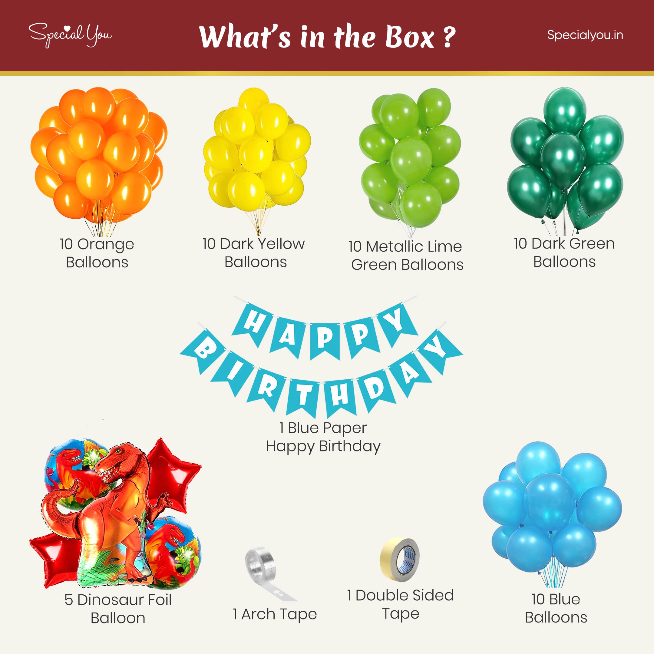 Dinosaur theme DIY birthday Decoration Kit - Special You