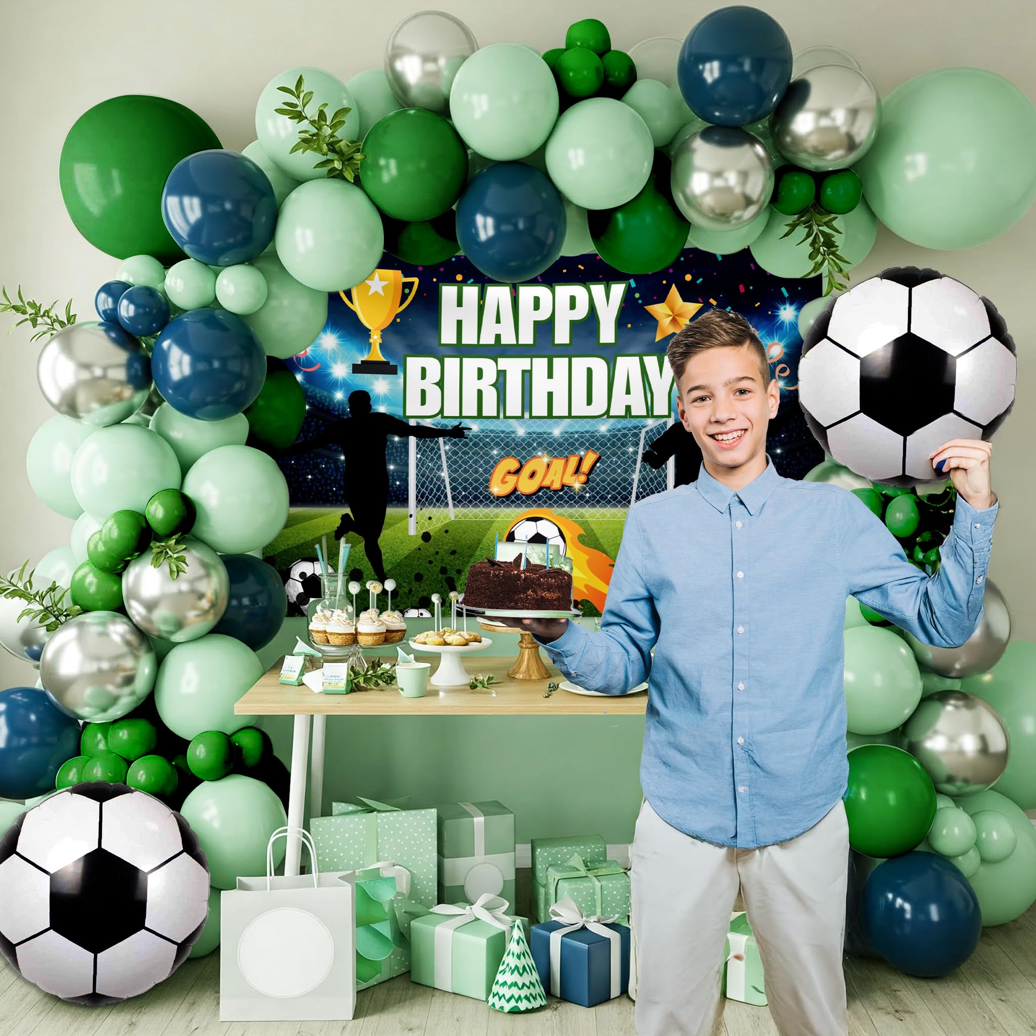 Green Football Theme Birthday Decoration