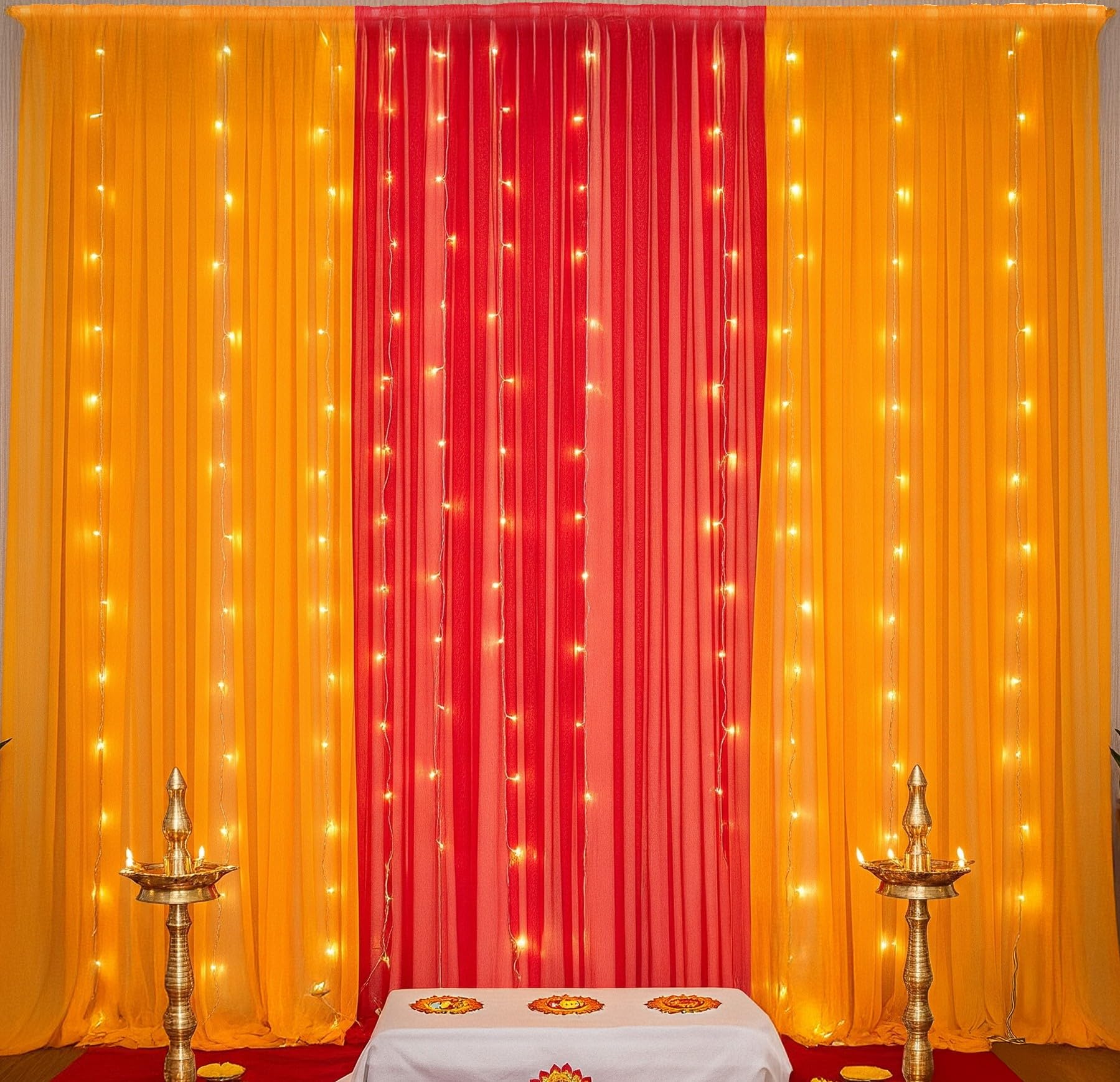 Orange & Maroon Backdrop Decor