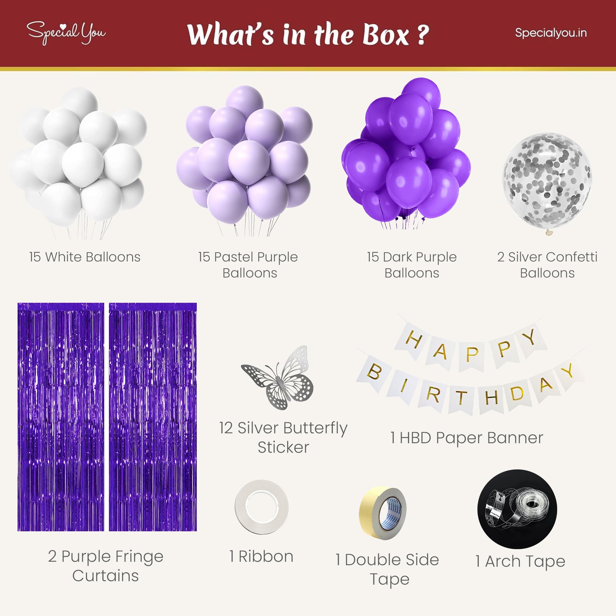 Purple Theme with Fringe Backdrop Happy Birthday Decoration