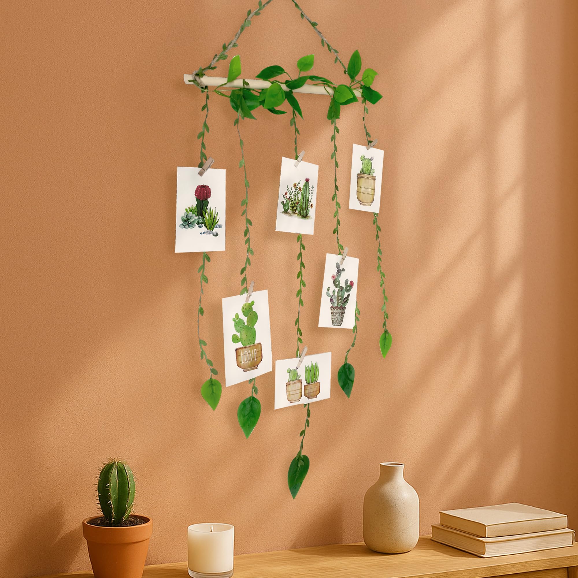 Green Vine with Wooden Photo Clips