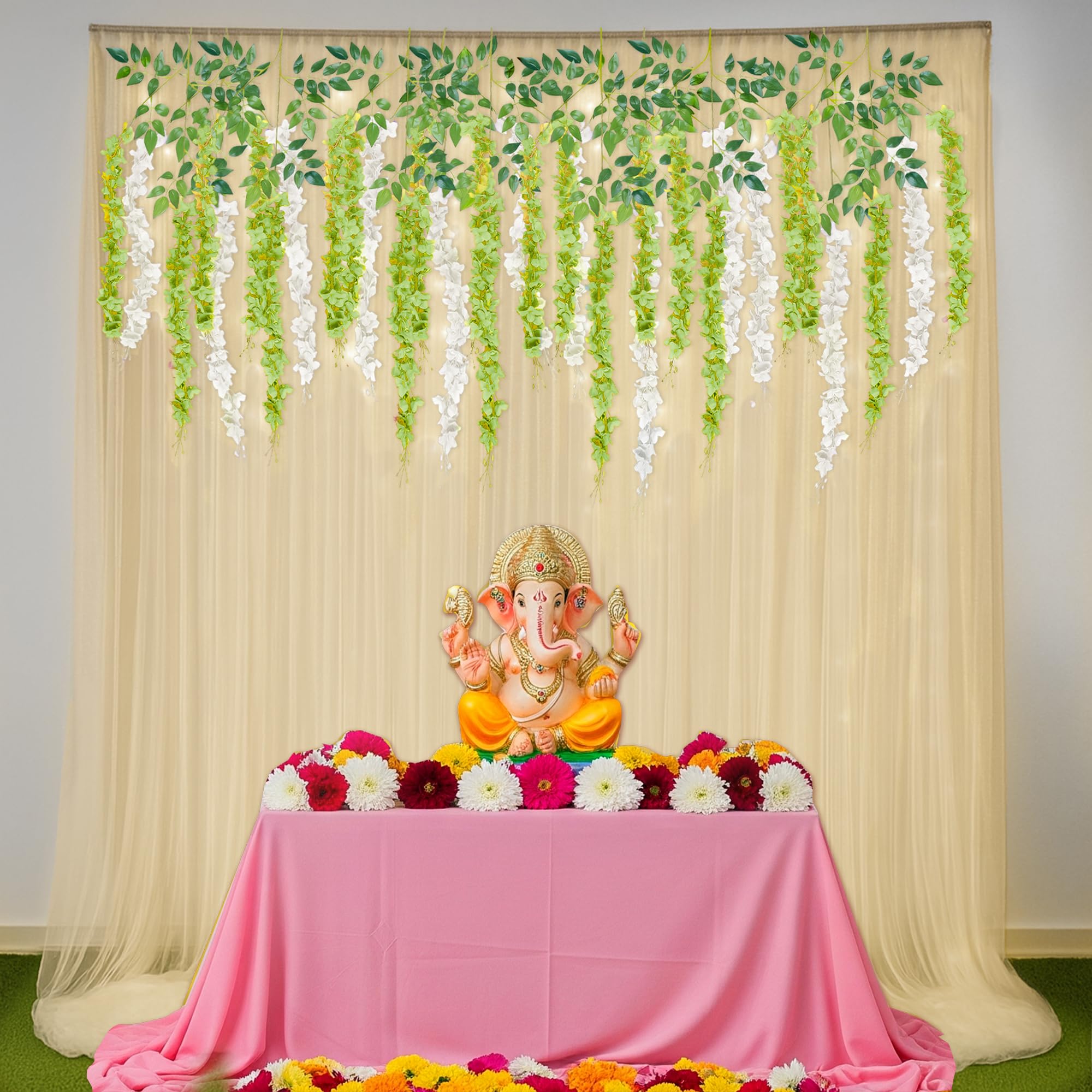 Ivory Green Ganpati Decor