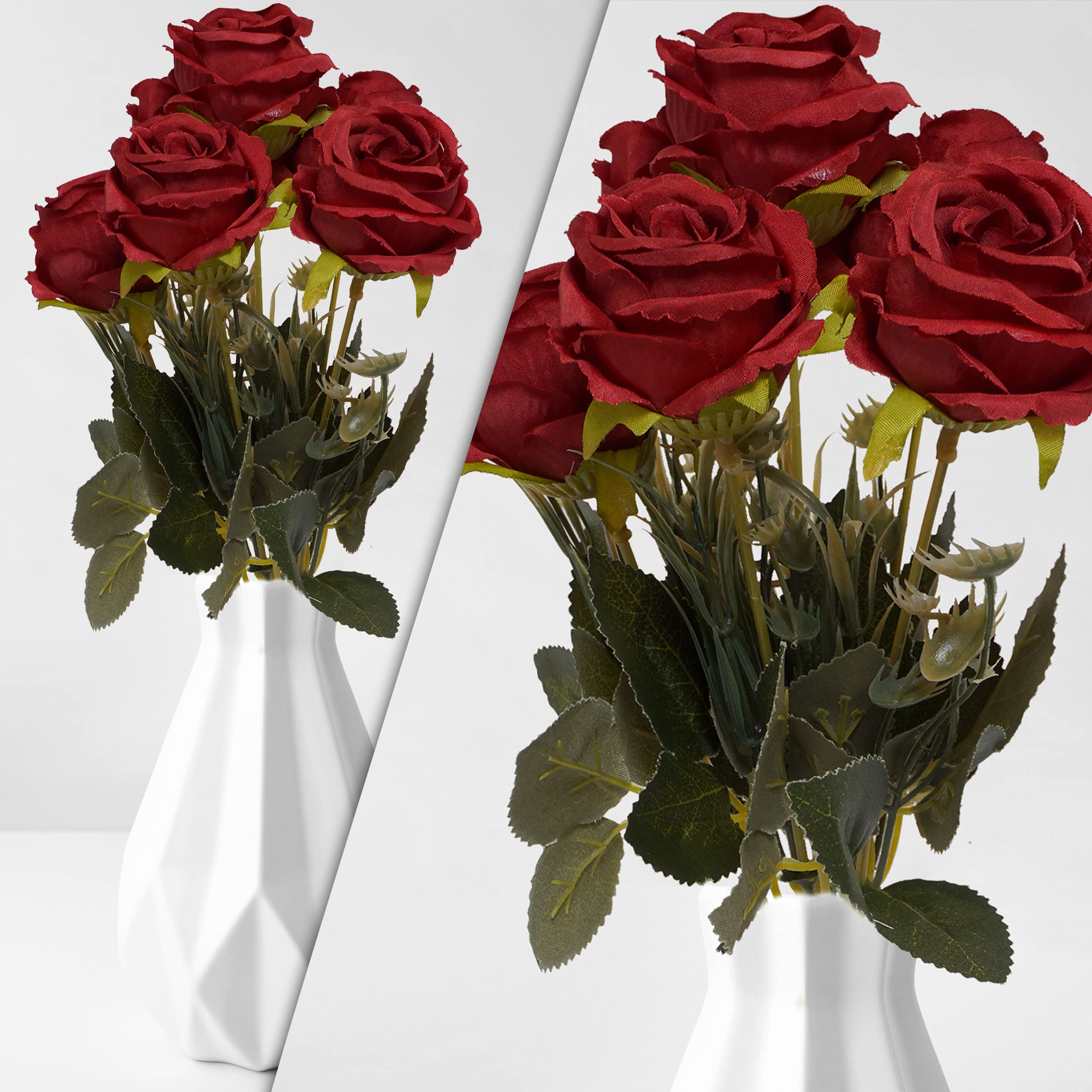 Red Fake Roses with Stems for DIY Home Decoration