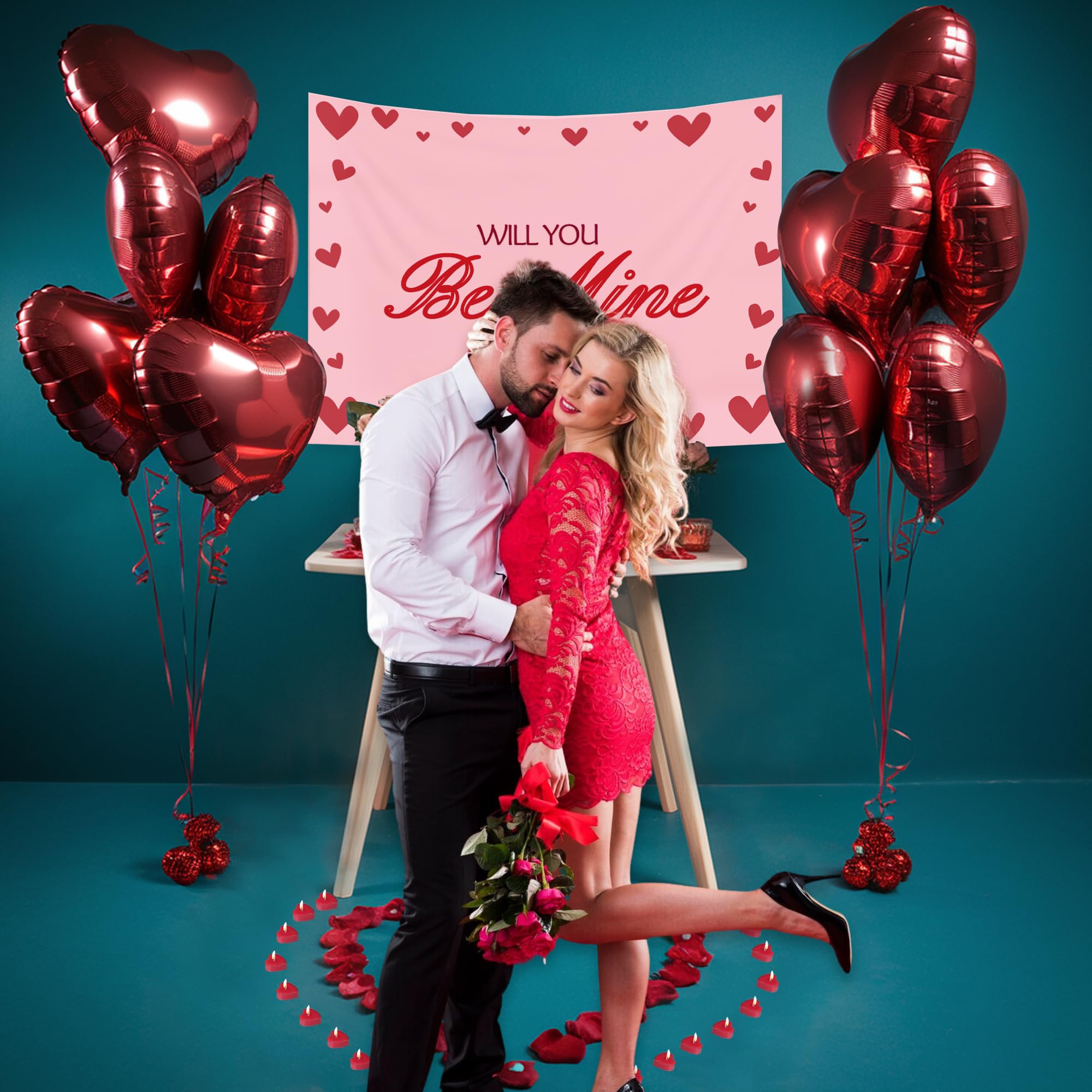 Will You Be Mine Backdrop and balloon combo for Valentine