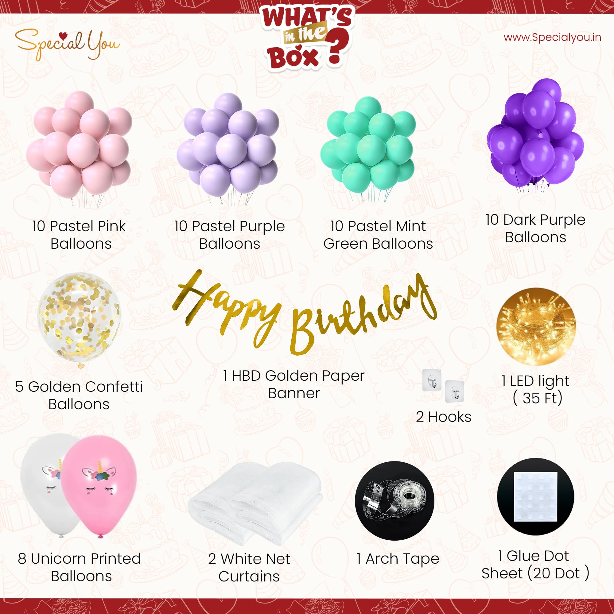 Unicorn Balloon set Happy Birthday Decor - Special You