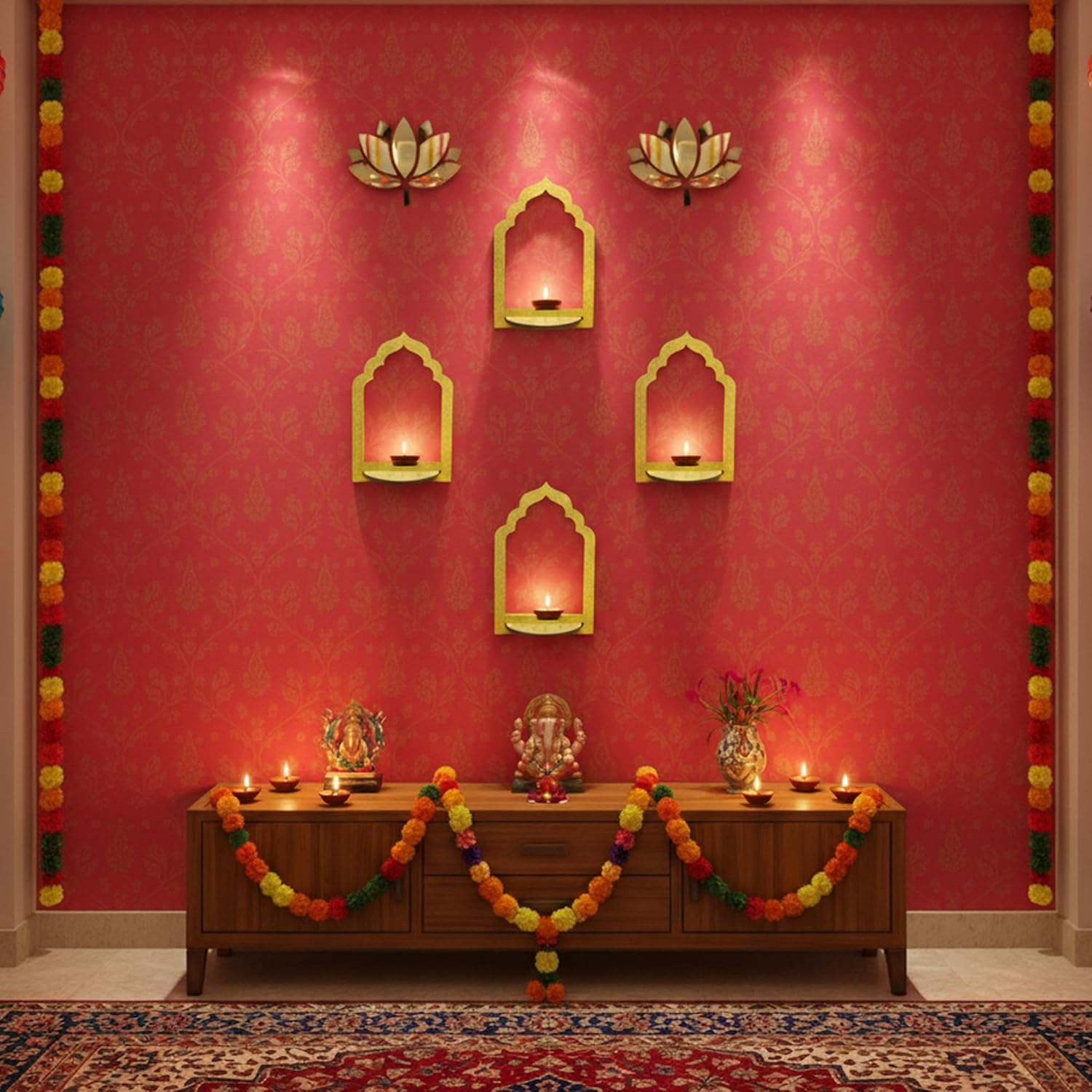 Lotus Acrylic & Wooden Jharokha Decor
