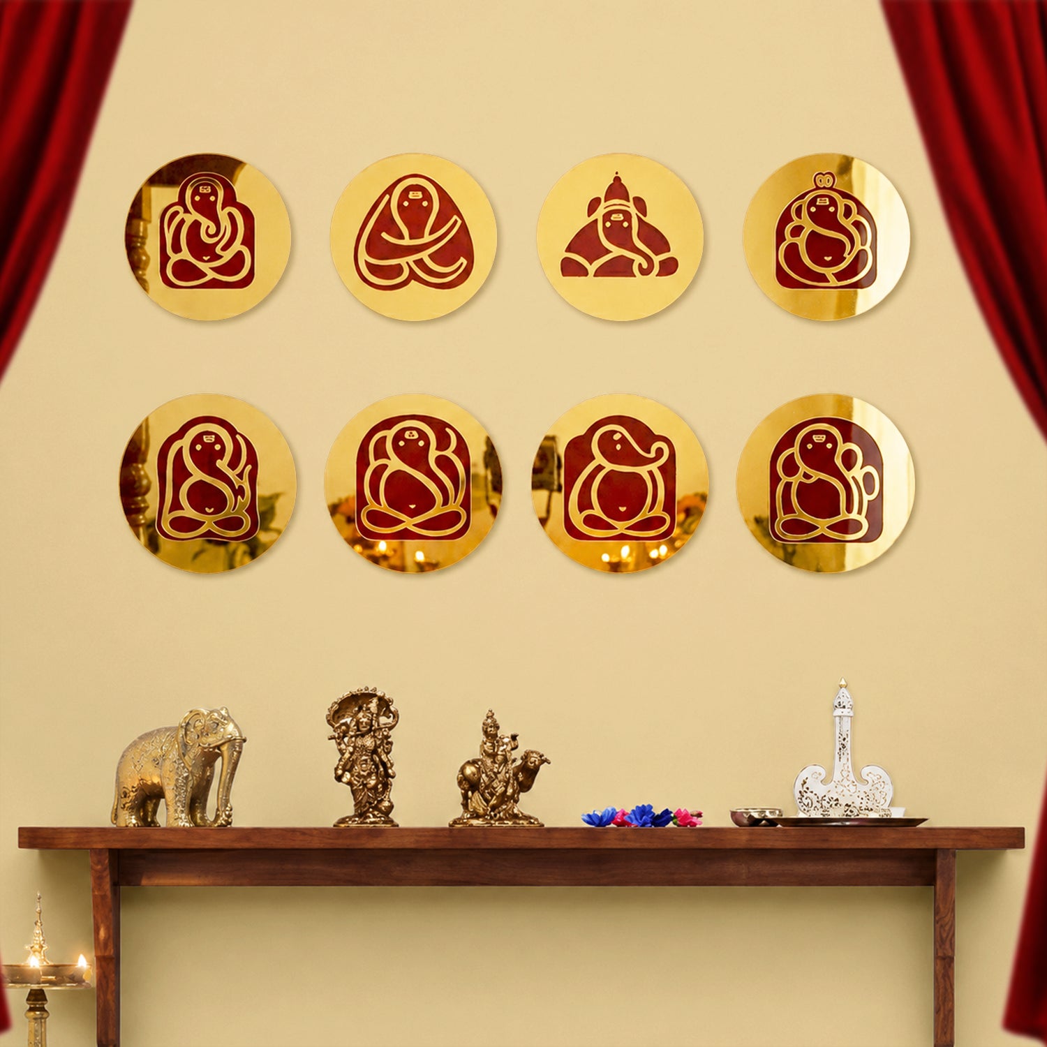 Acrylic Ashtavinayak Wall Decor Set – 8 Pcs