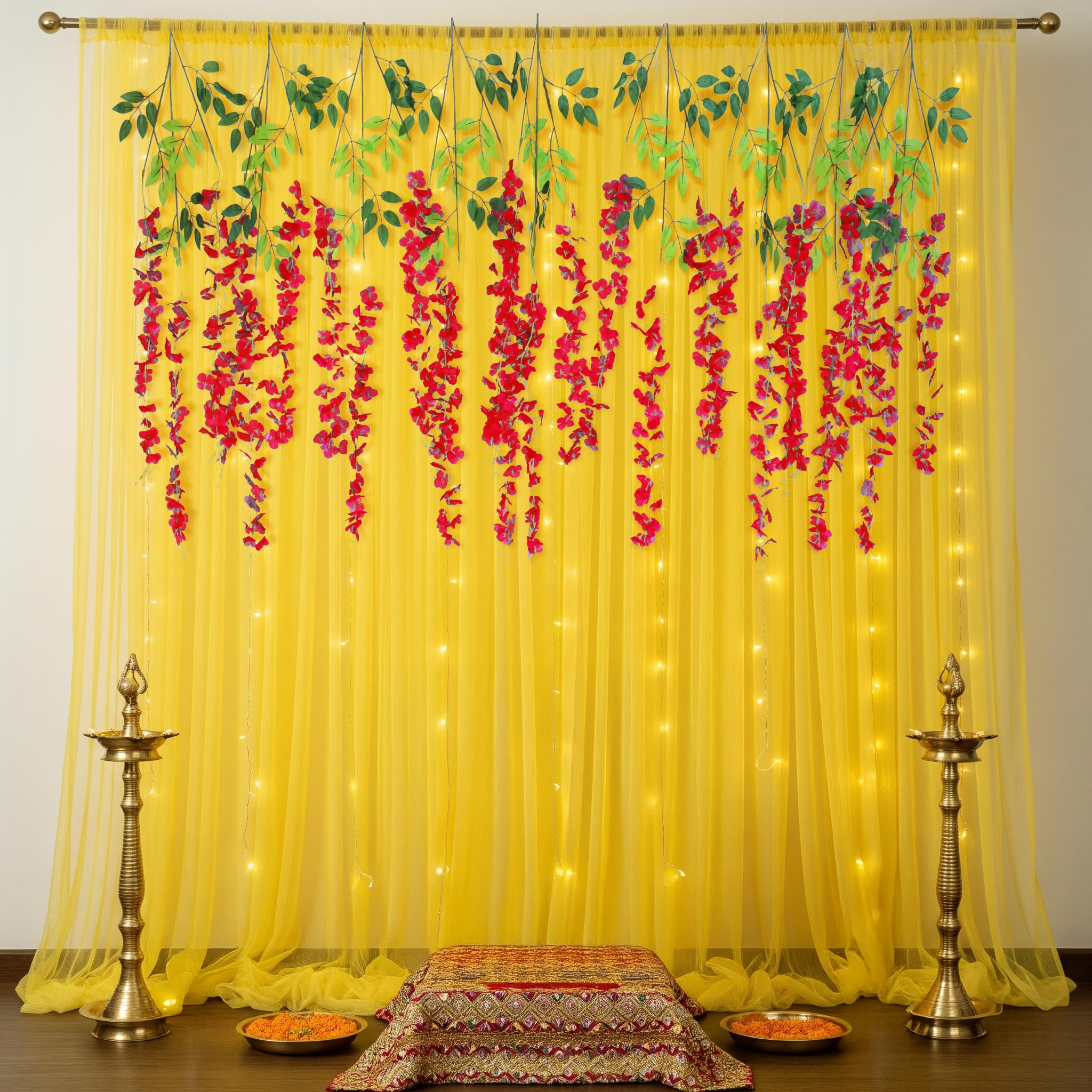 Decorate the backdrop with Yellow & Wisteria