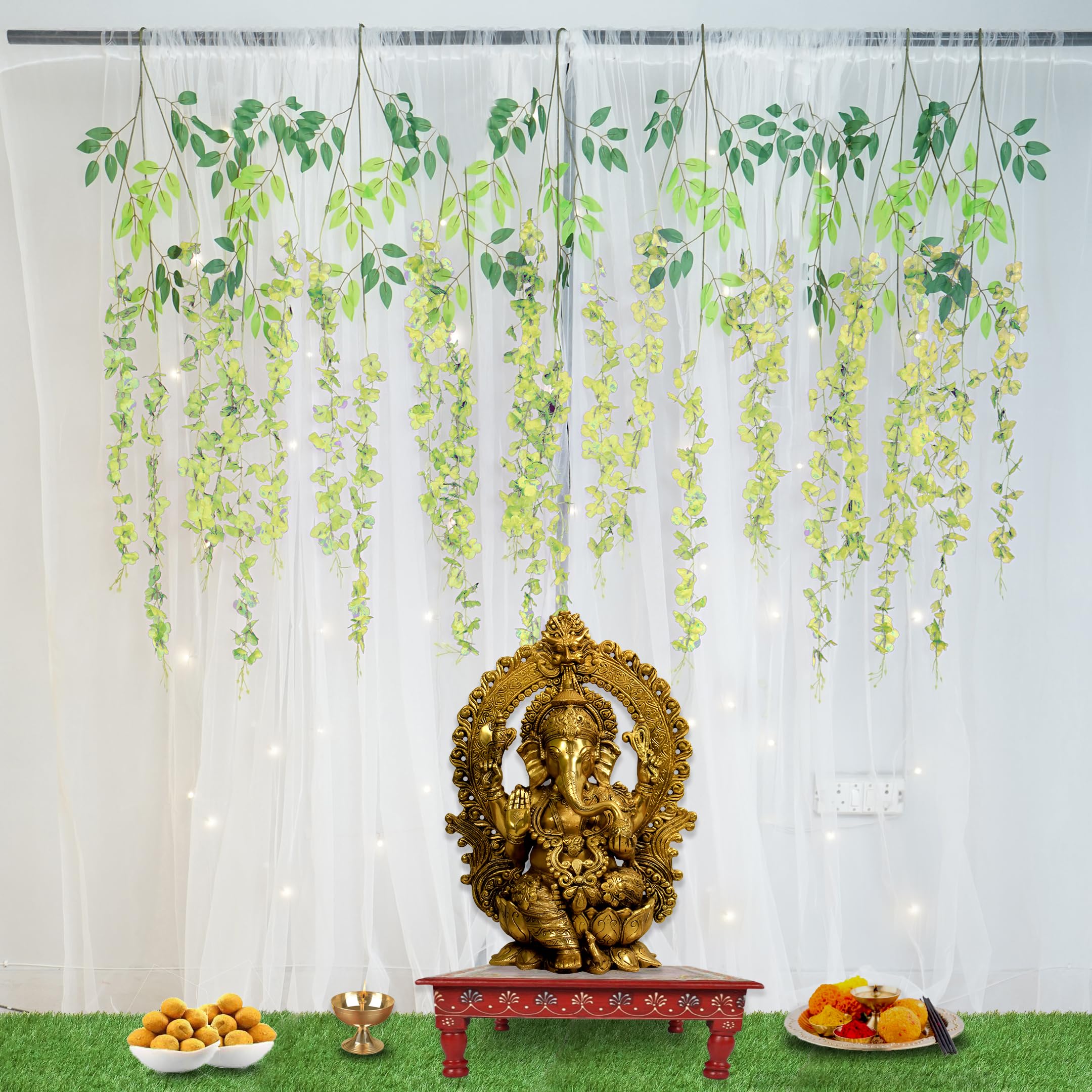 Green Wisteria for Ganpati Decoration Mandap