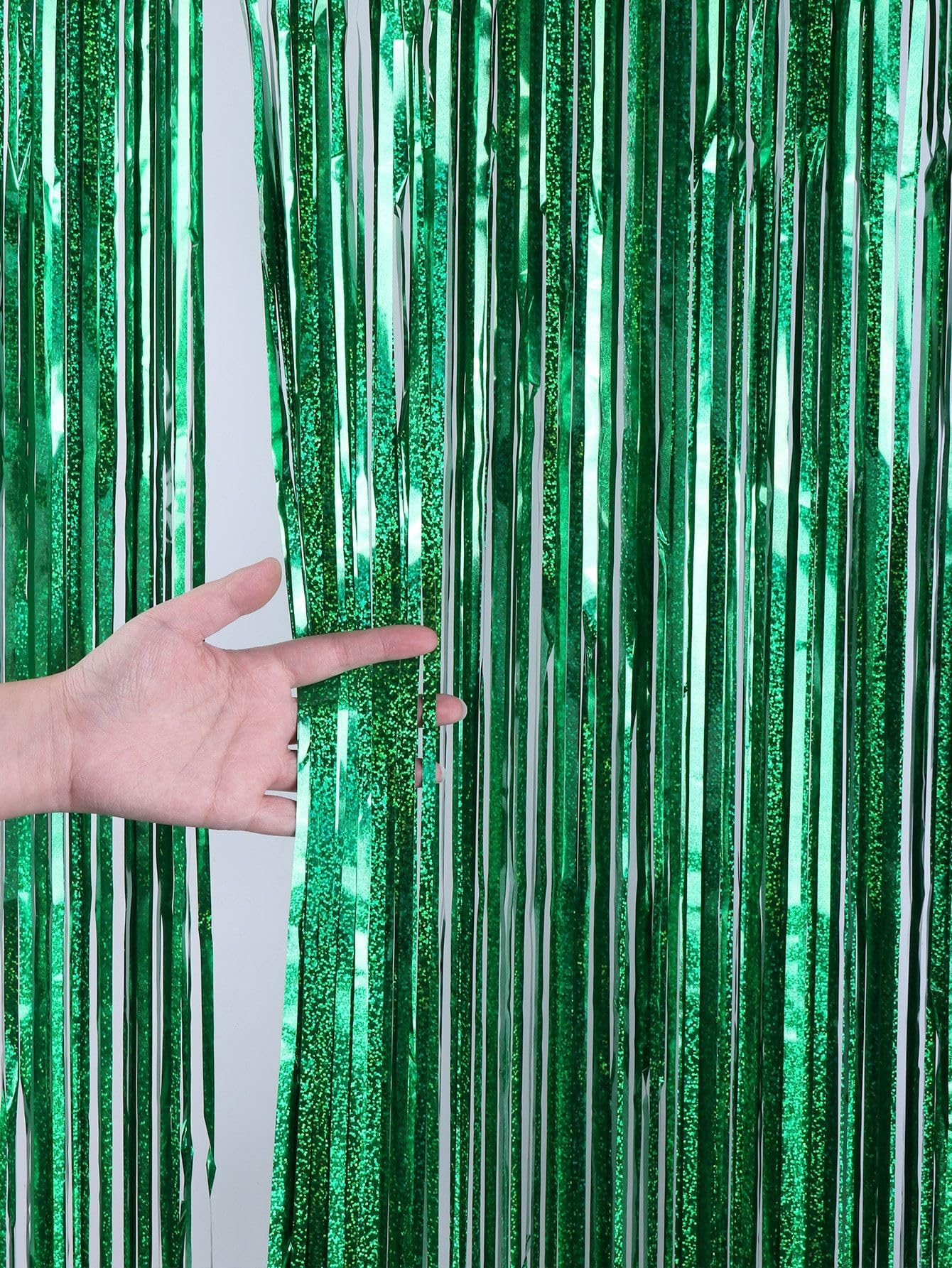 Green Foil Fringe Curtains