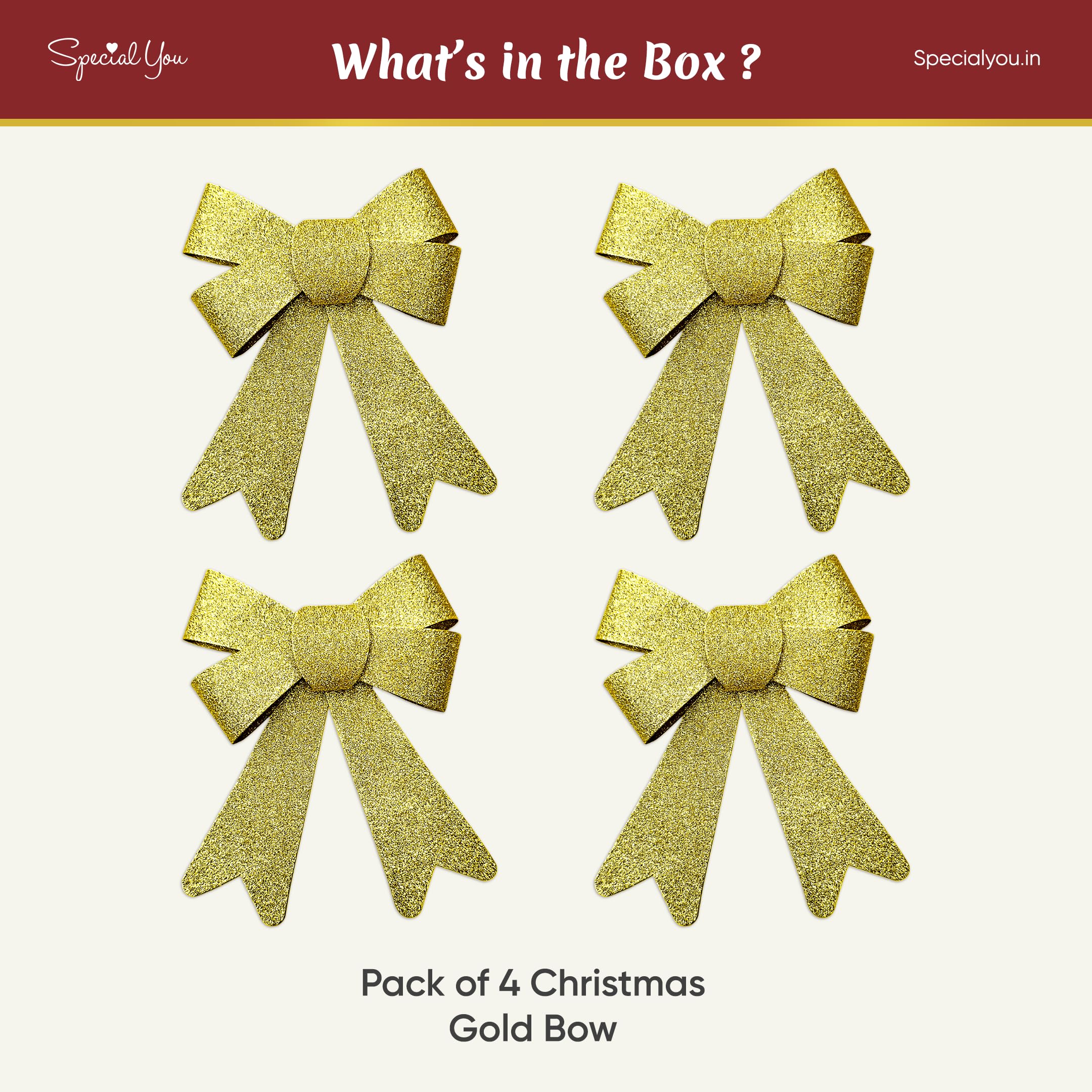 4 christmas gold bow