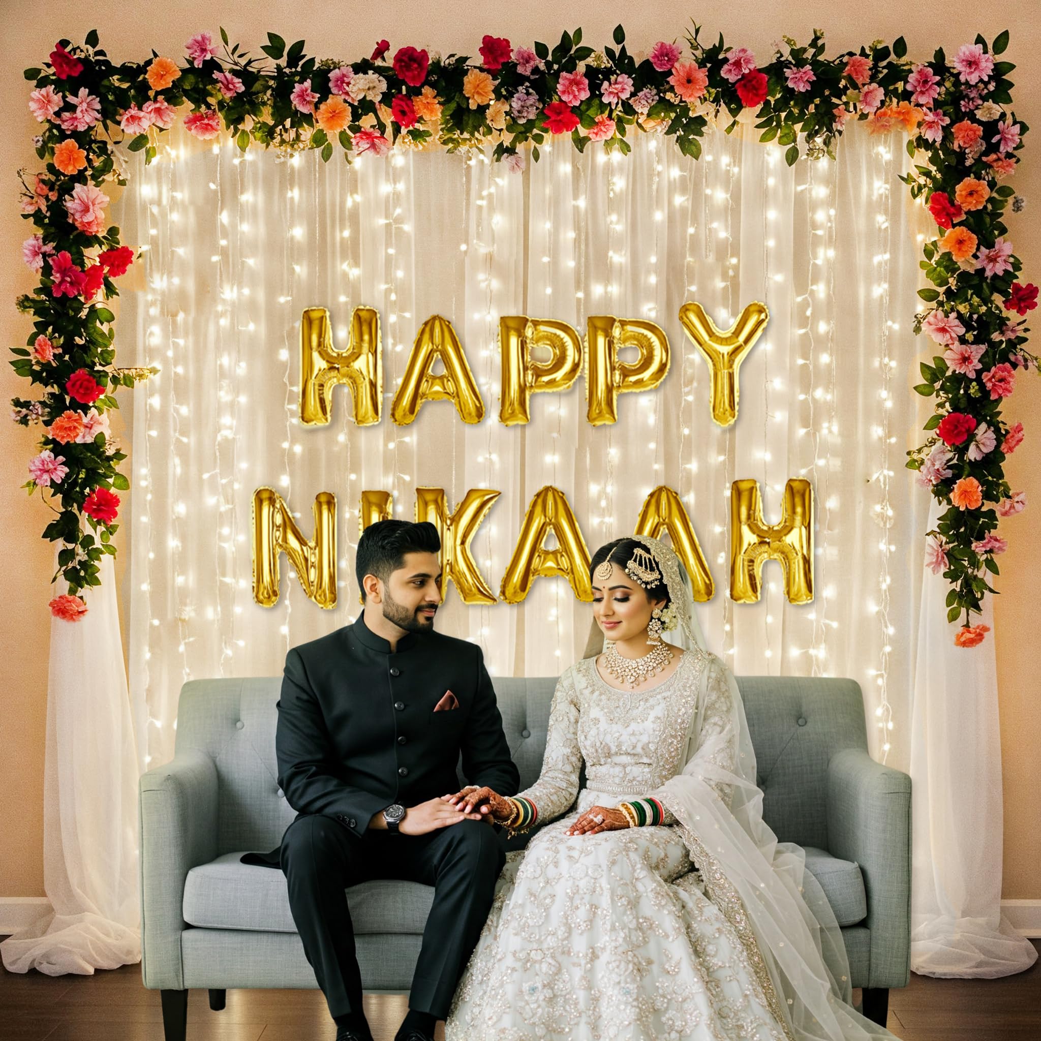 Happy Nikaah Decoration with Curtains and Fairy light - Special You