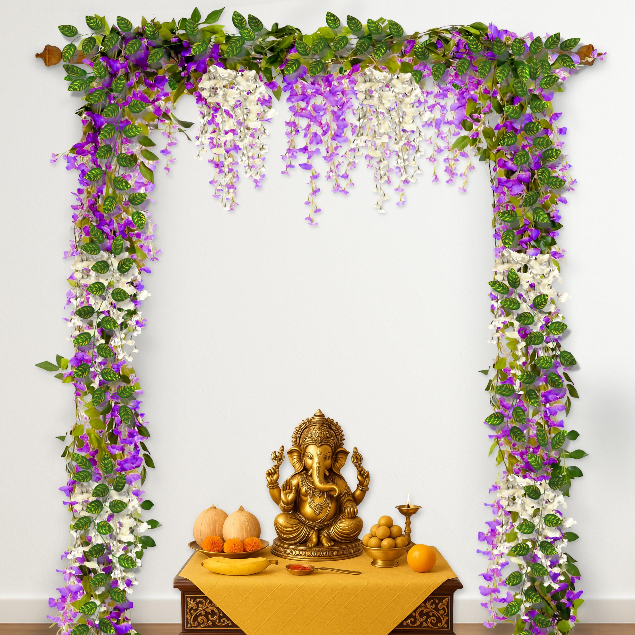 Purple White Ganpati Decor