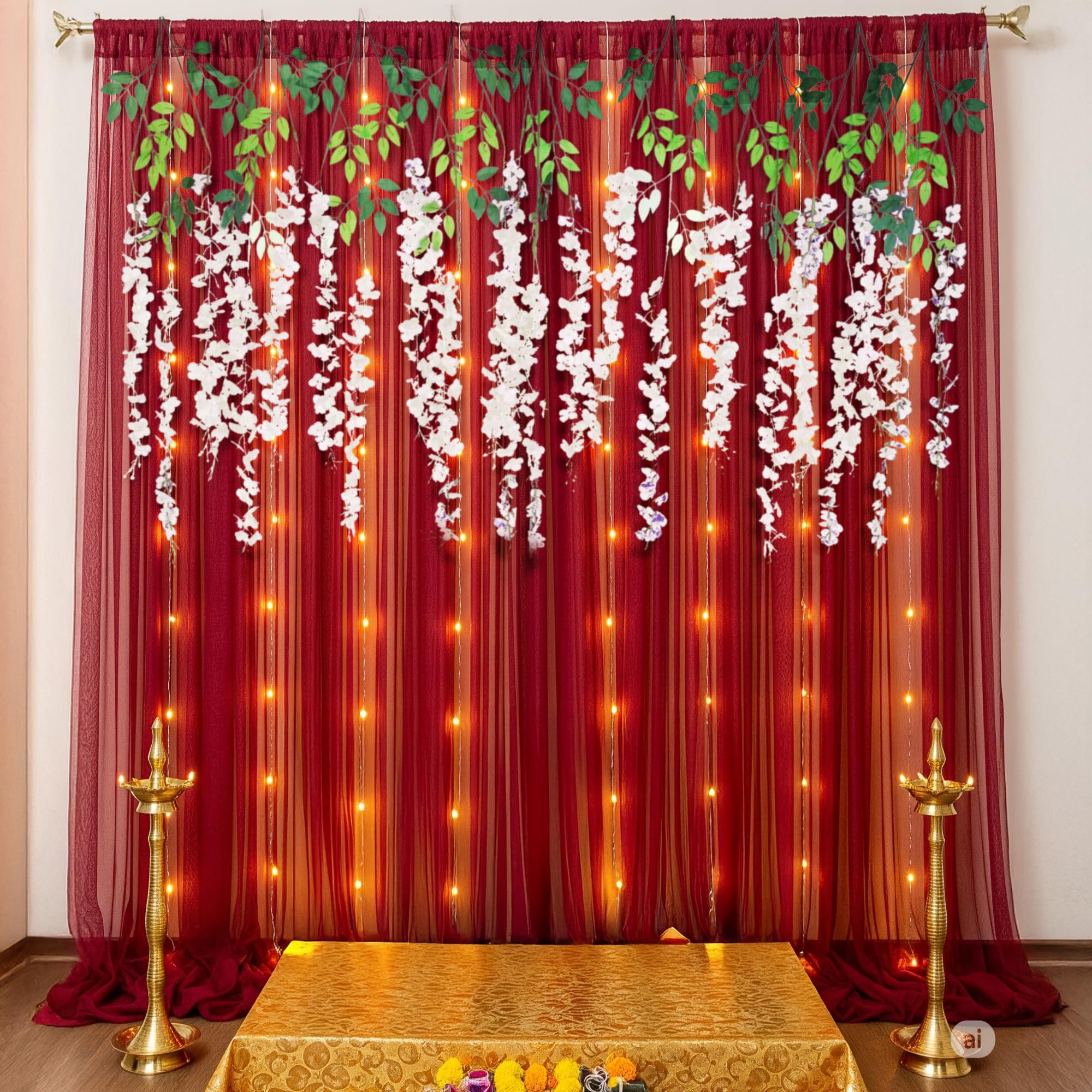 Red Curtain Ganpati Decoration