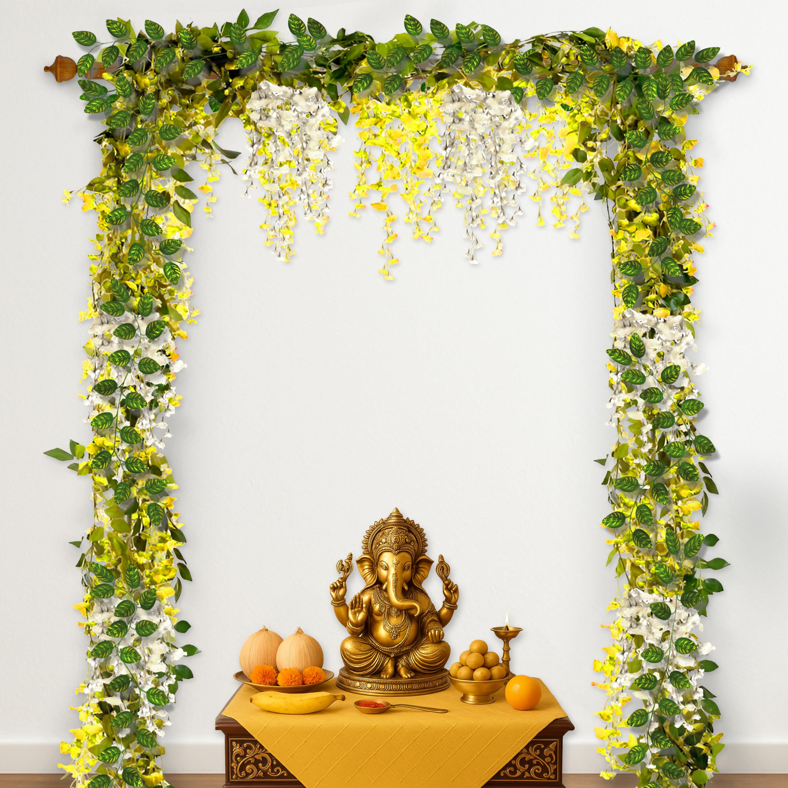 Yellow White Ganpati Decor