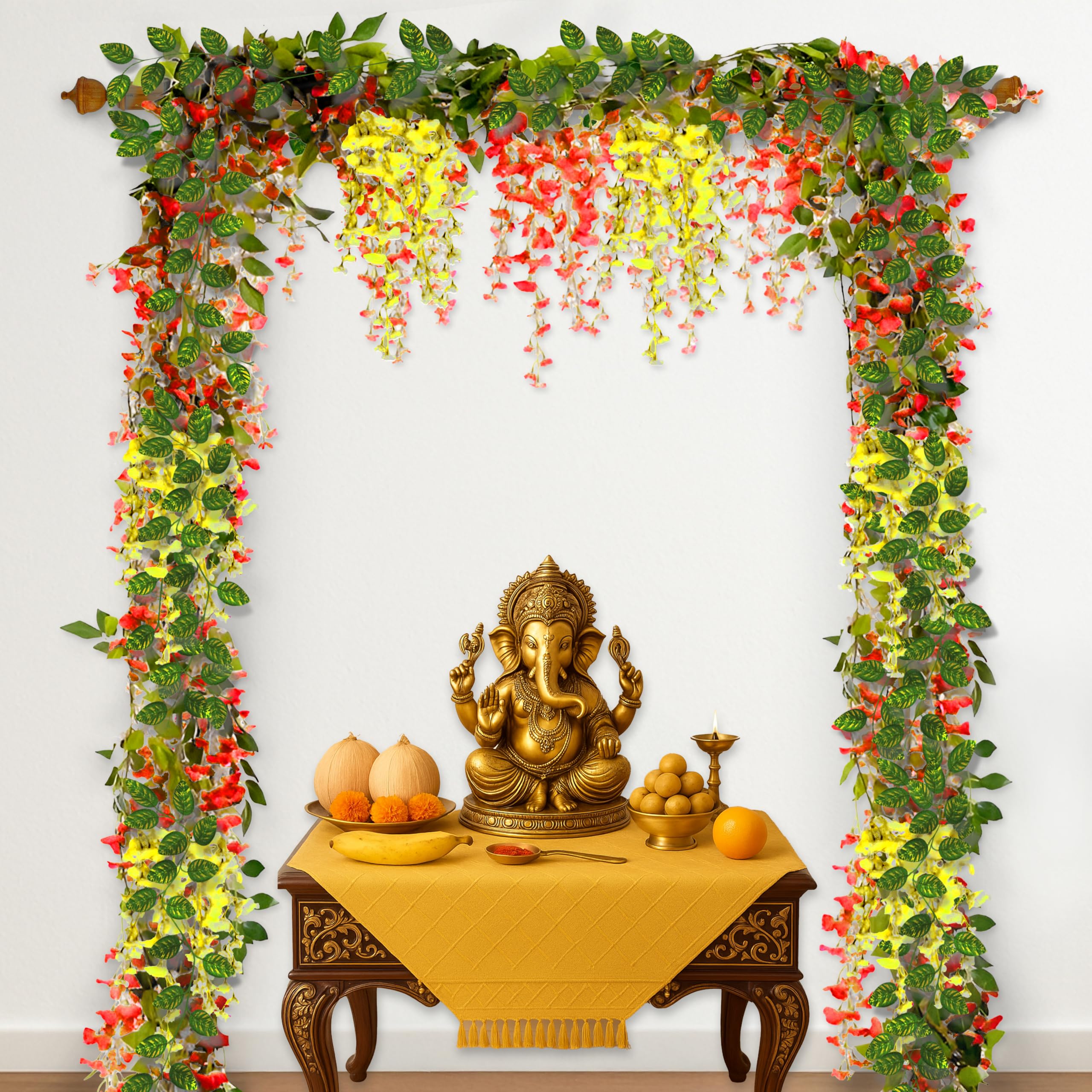 Bright Ganesh Red Diwali Decor Kit