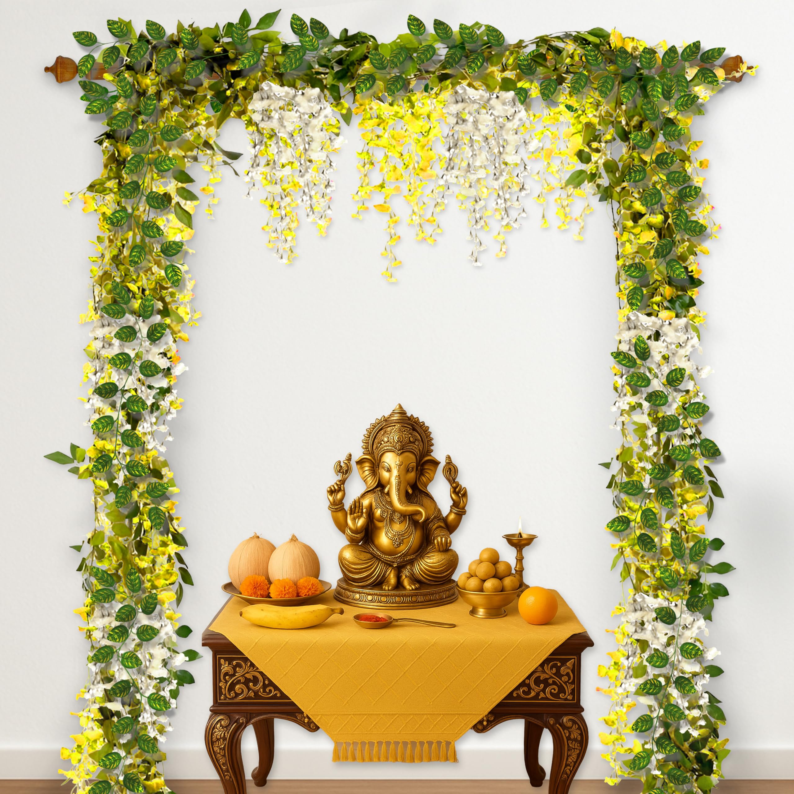 Yellow White Ganpati Decor