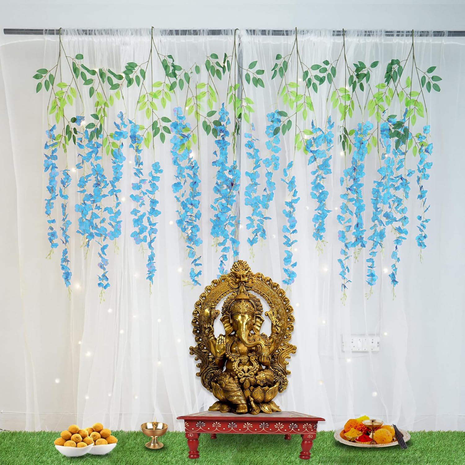 Decorate backdrop with Blue wisteria & curtains - Special You