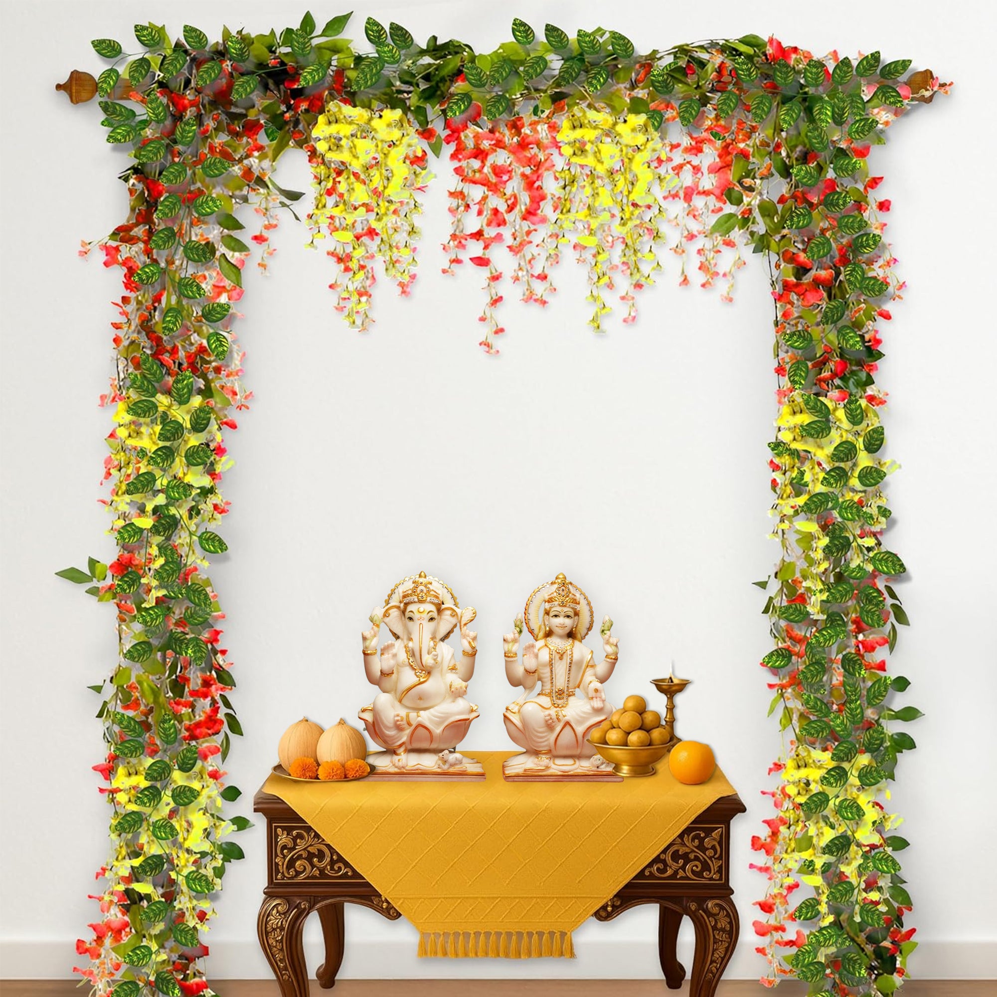 Bright Ganesh Red Diwali Decor Kit
