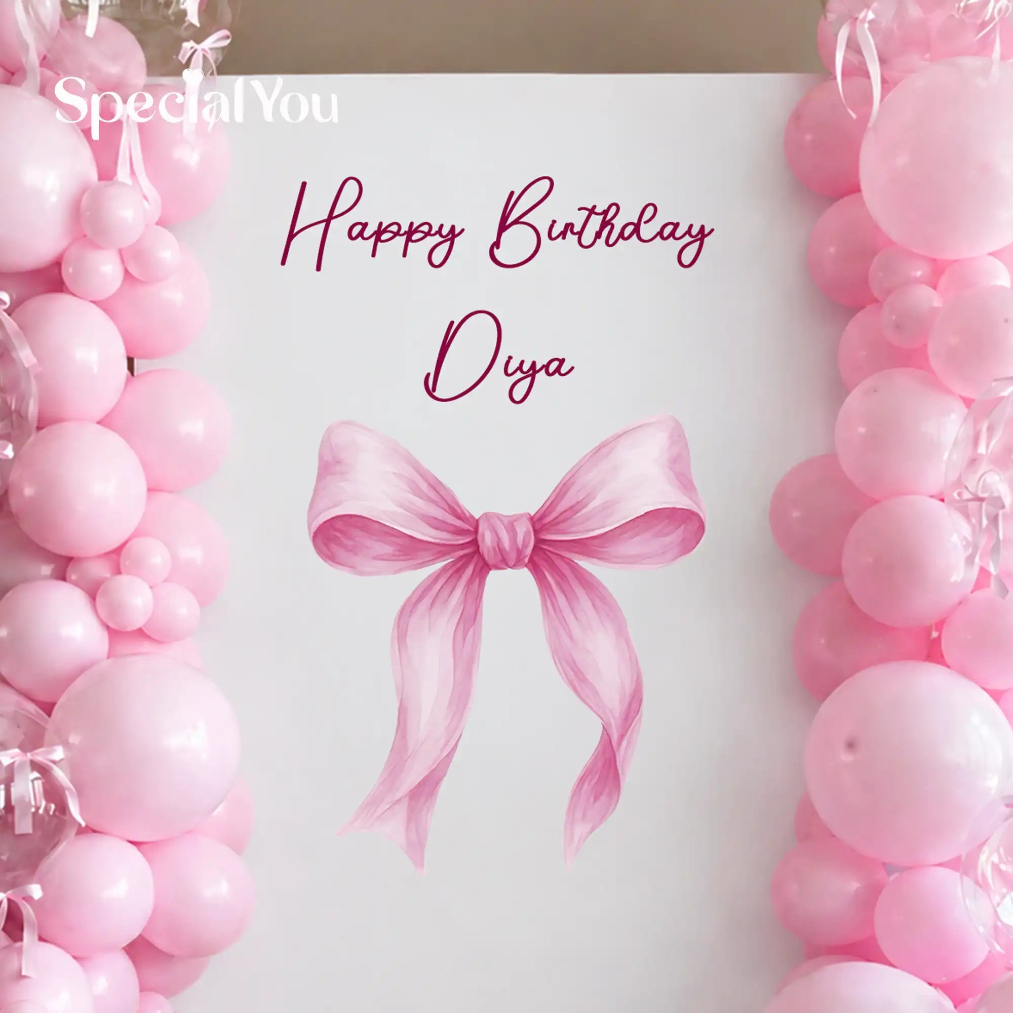 Pink Bow Theme Birthday Balloon Decoration