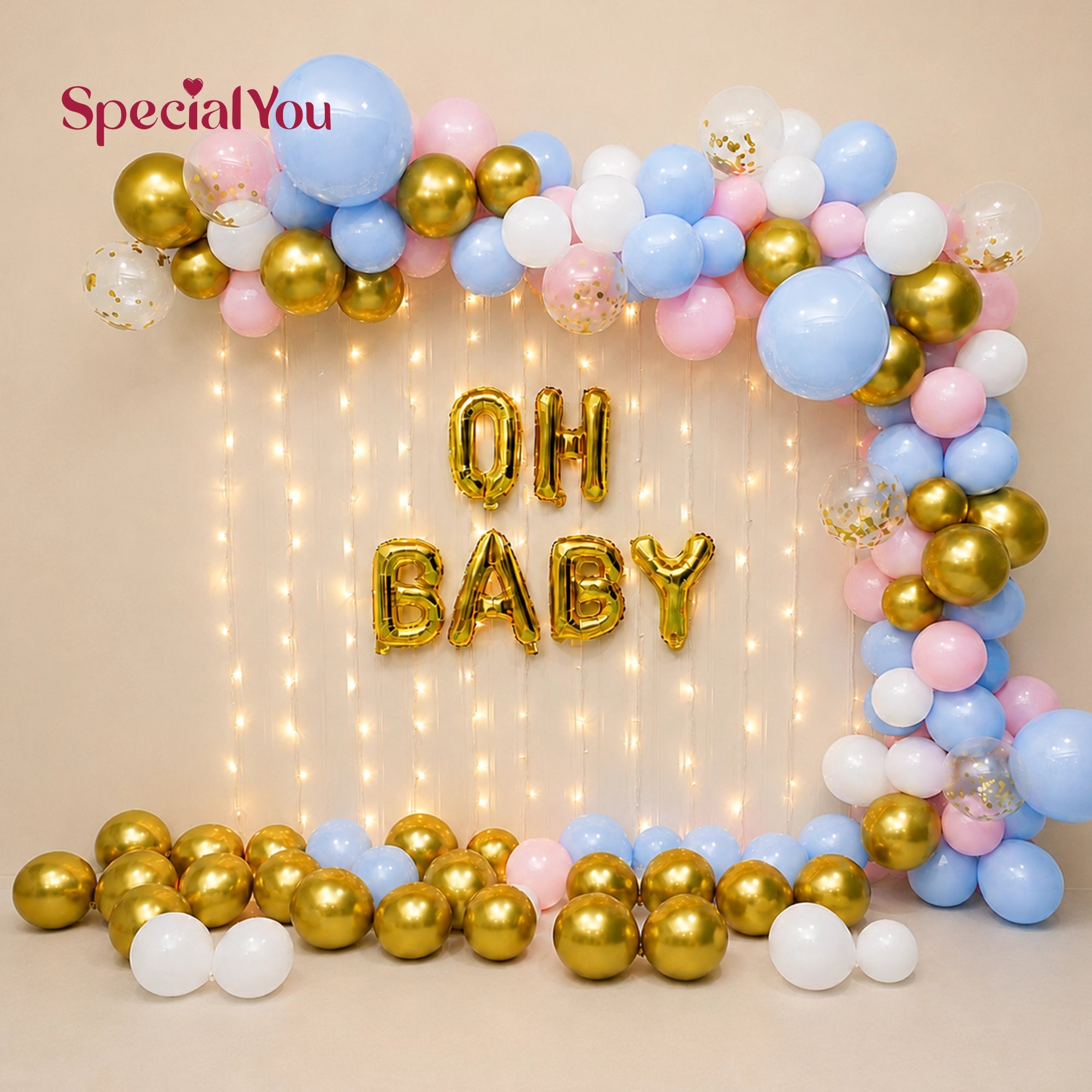Oh Baby Baby Shower Balloon Backdrop Decor