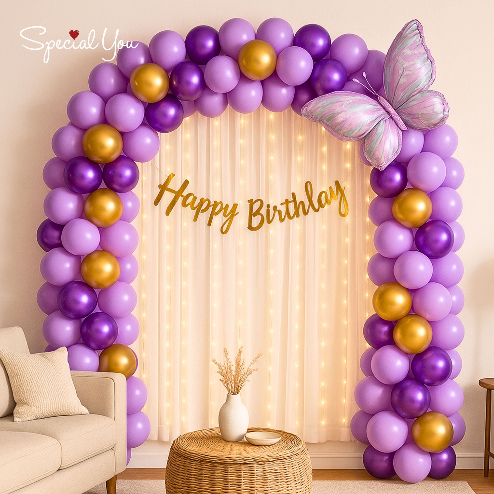 Purple Glam Butterfly Arch