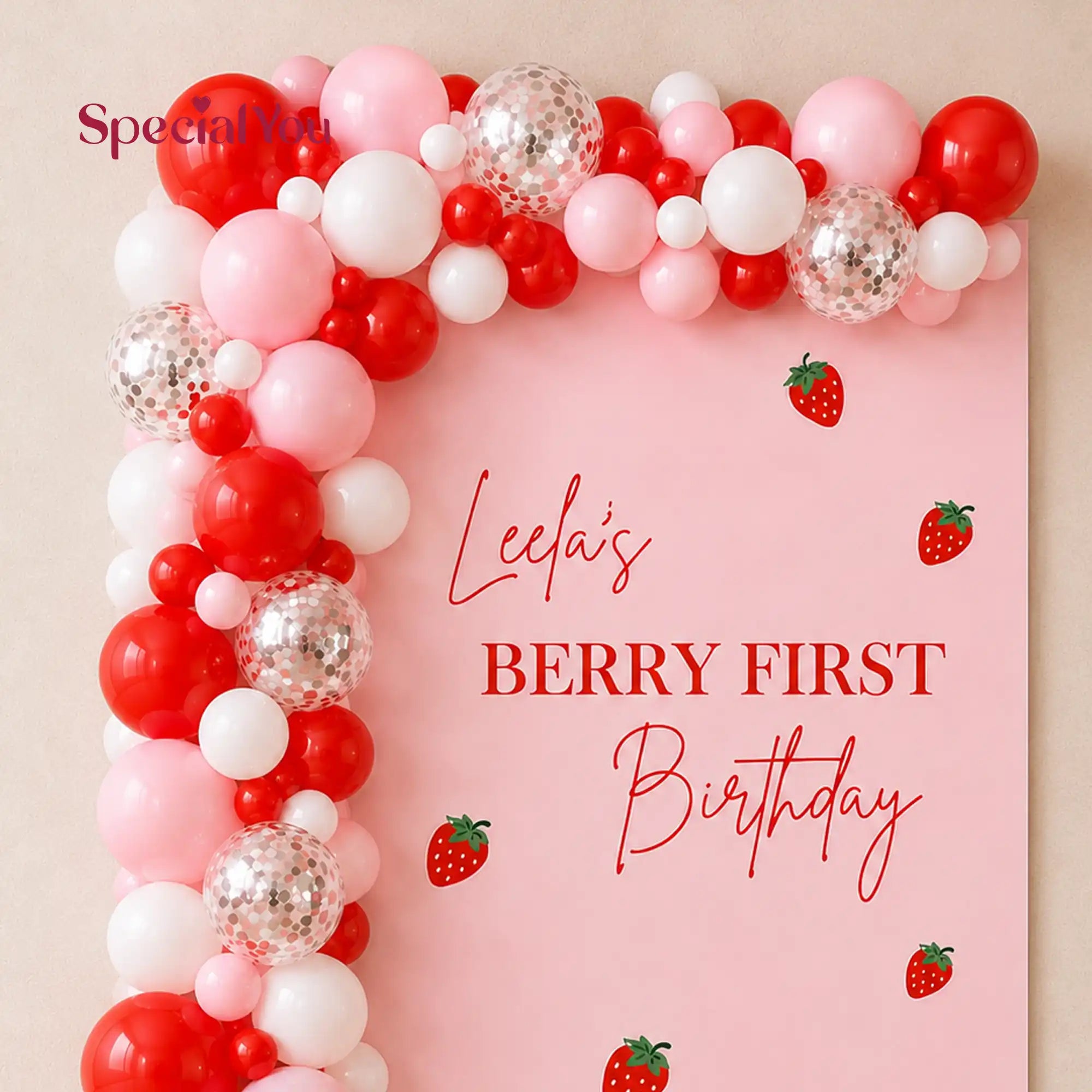 Berry Theme Balloon Arch and Backdrop Decoration