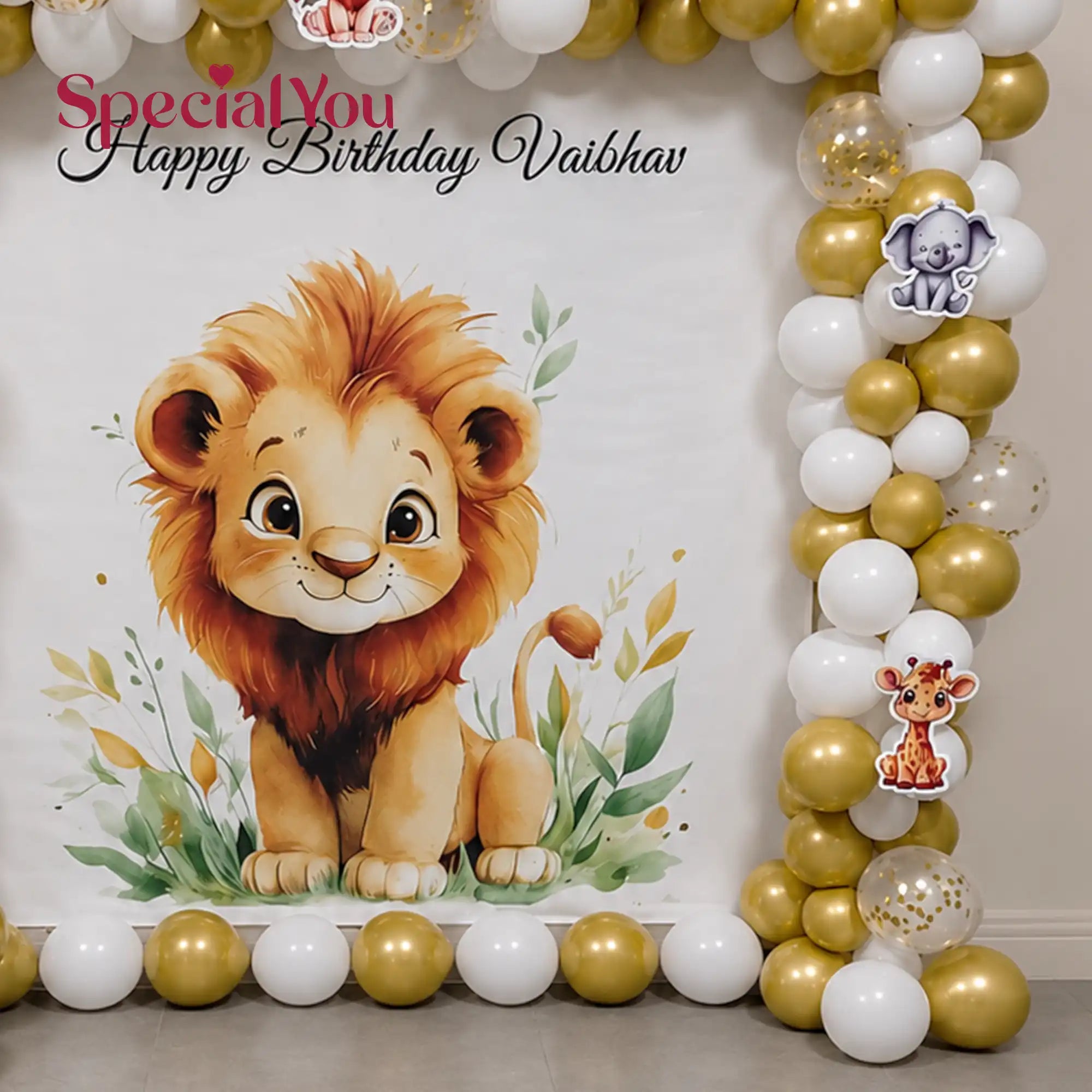Baby Lion Golden Balloon Arch Decoration