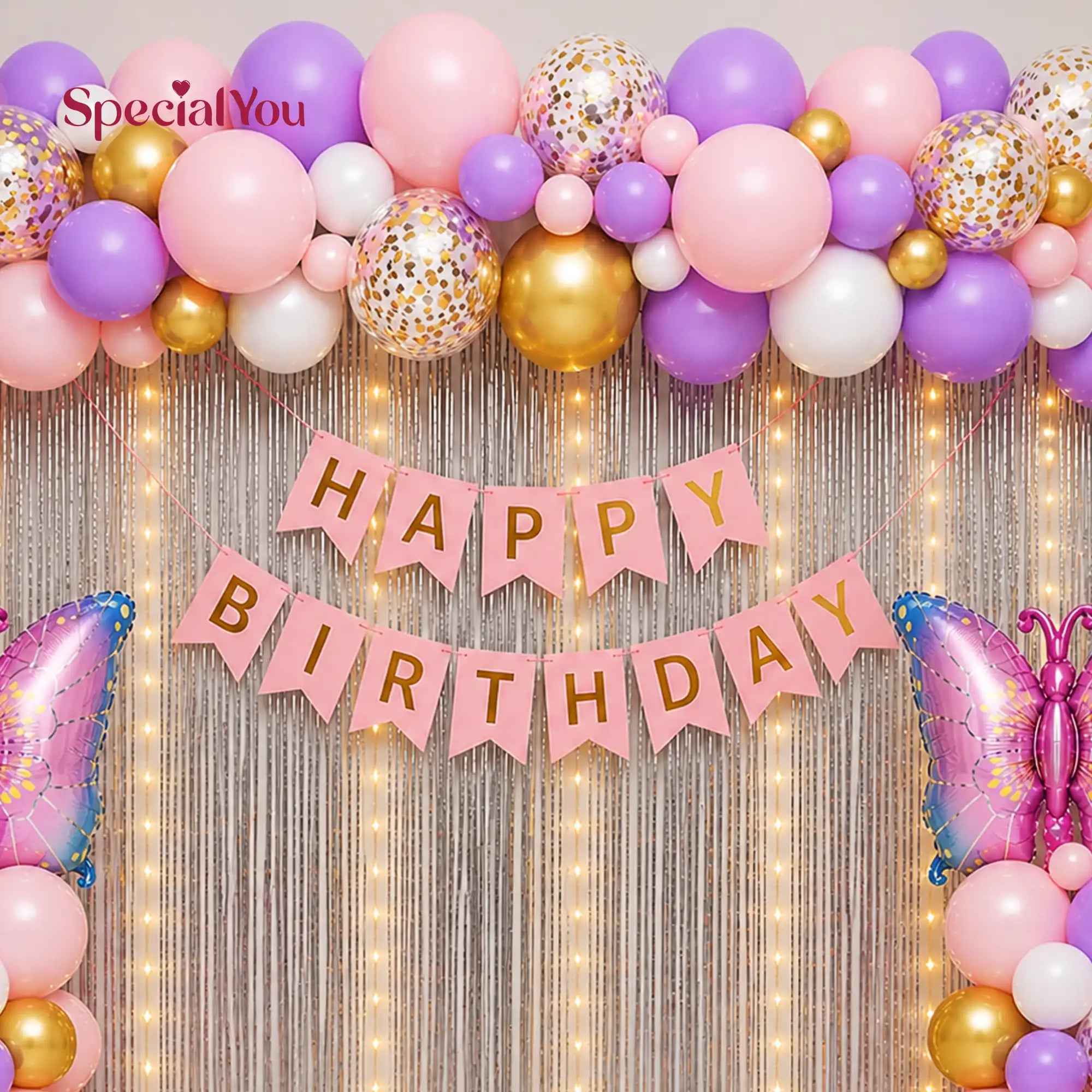 Butterfly Theme Birthday Backdrop Decoration