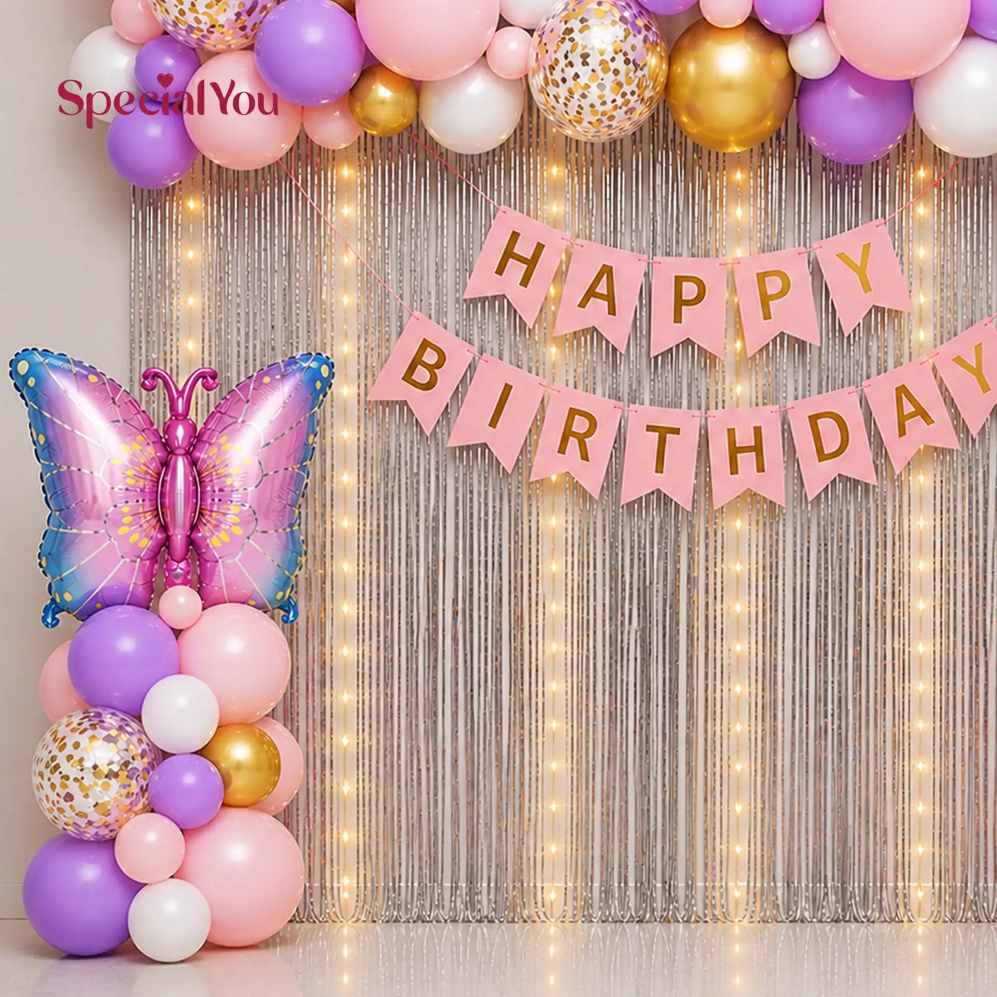 Butterfly Theme Birthday Backdrop Decoration