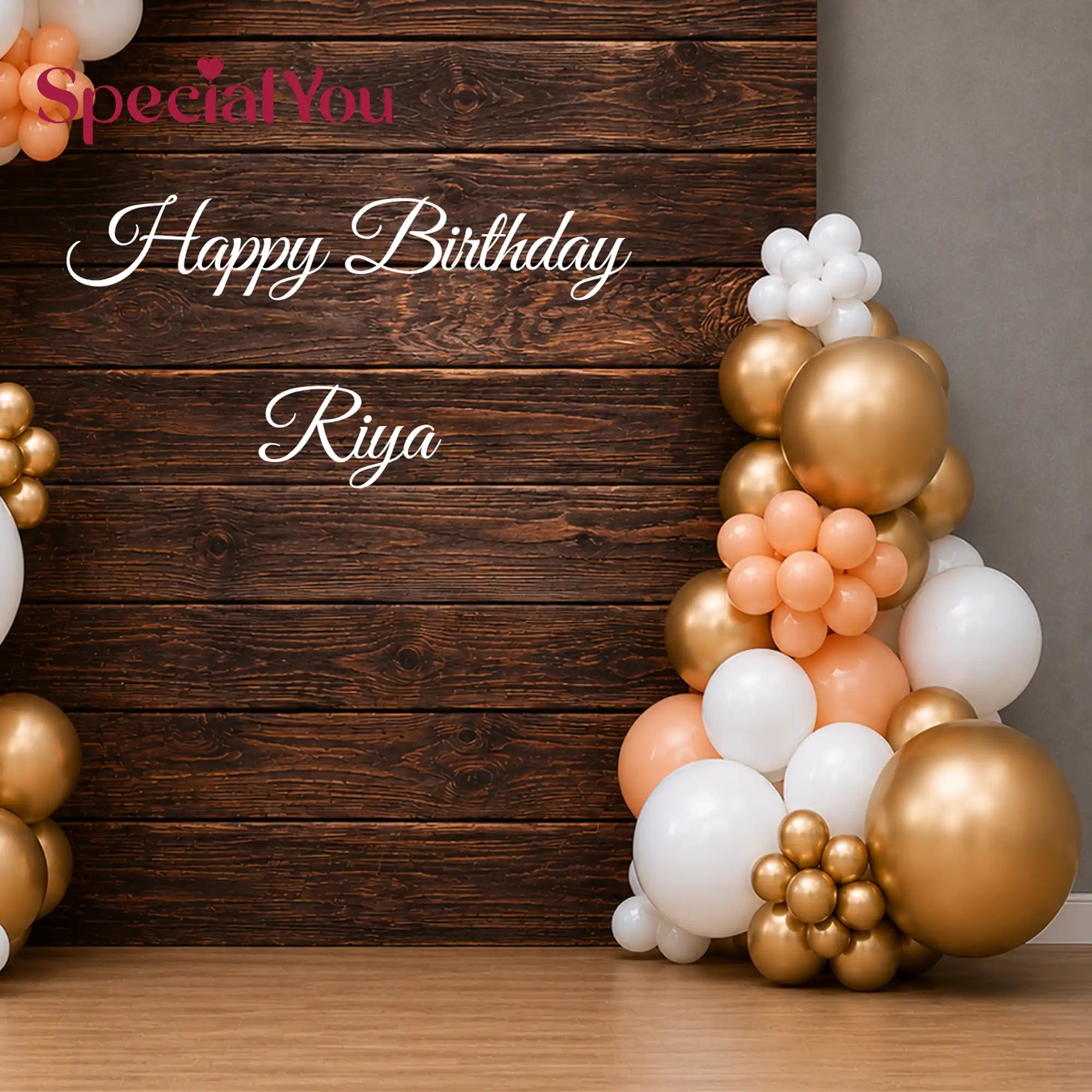 Peach & Gold Birthday Balloon Backdrop Decoration