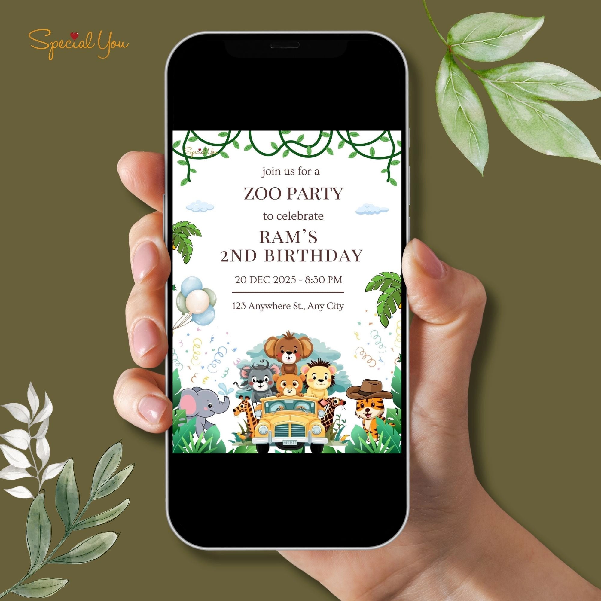 Jungle Jamboree Birthday E-Invite