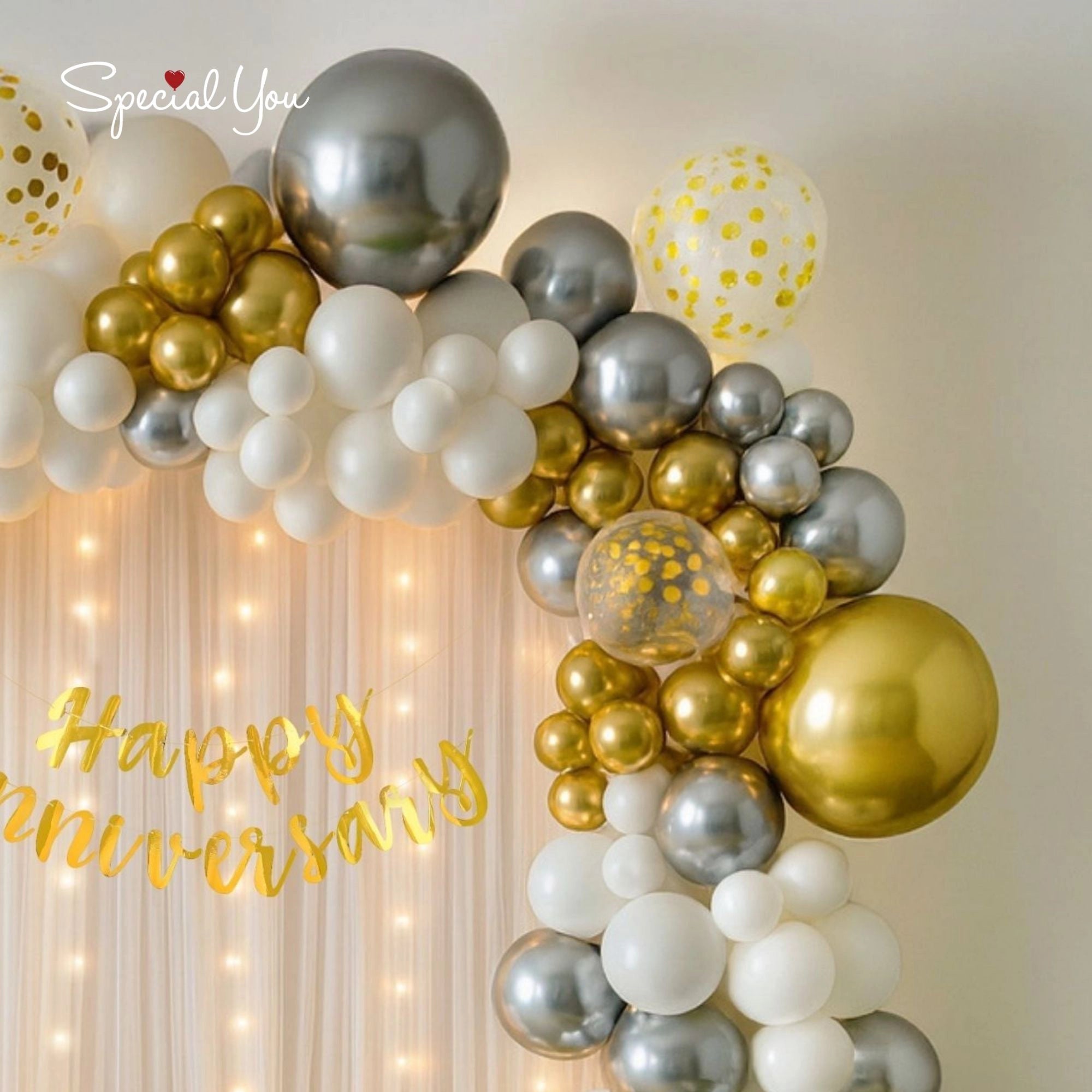 White & Gold Radiance Anniversary Decor