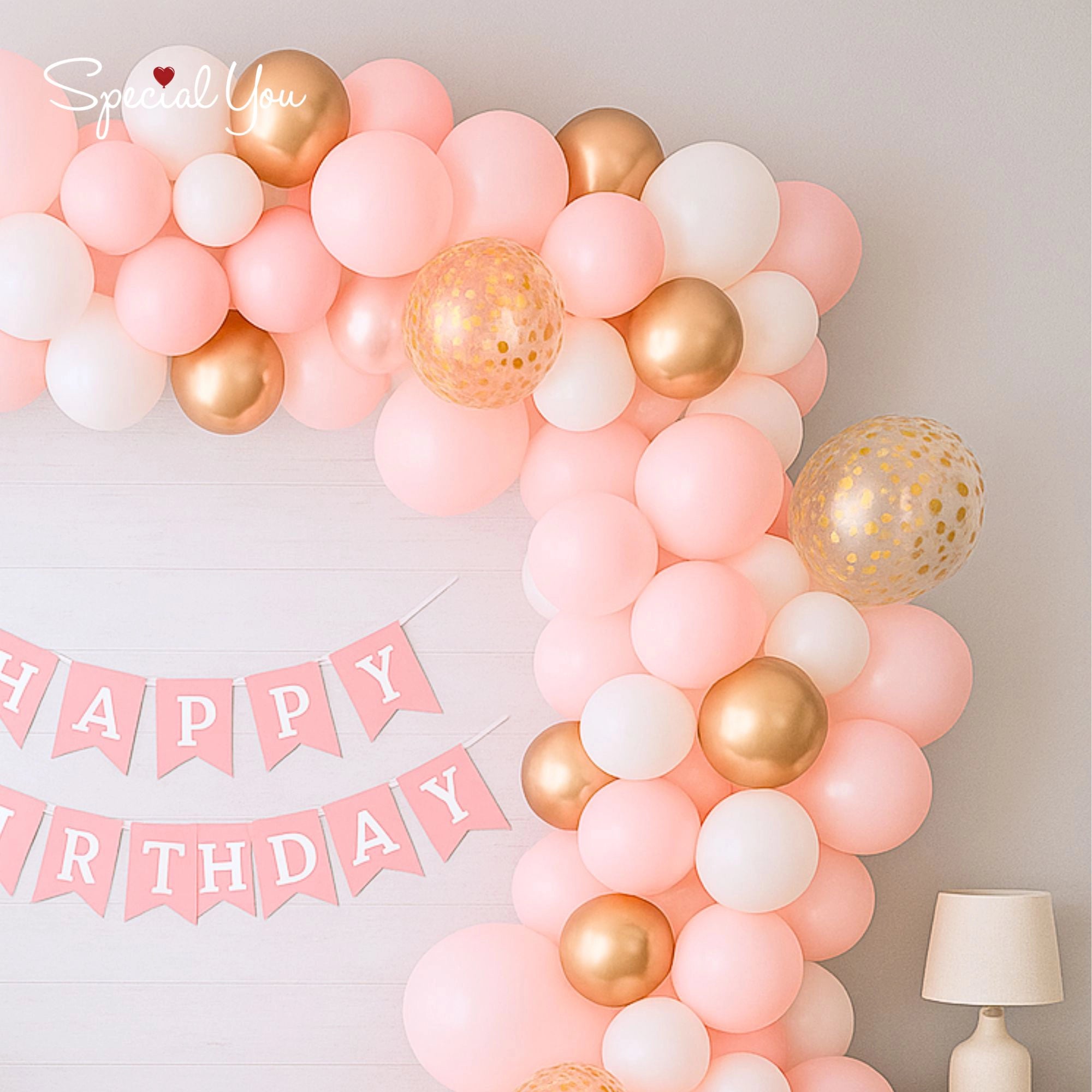 Pastel Pink & Gold Birthday Decor