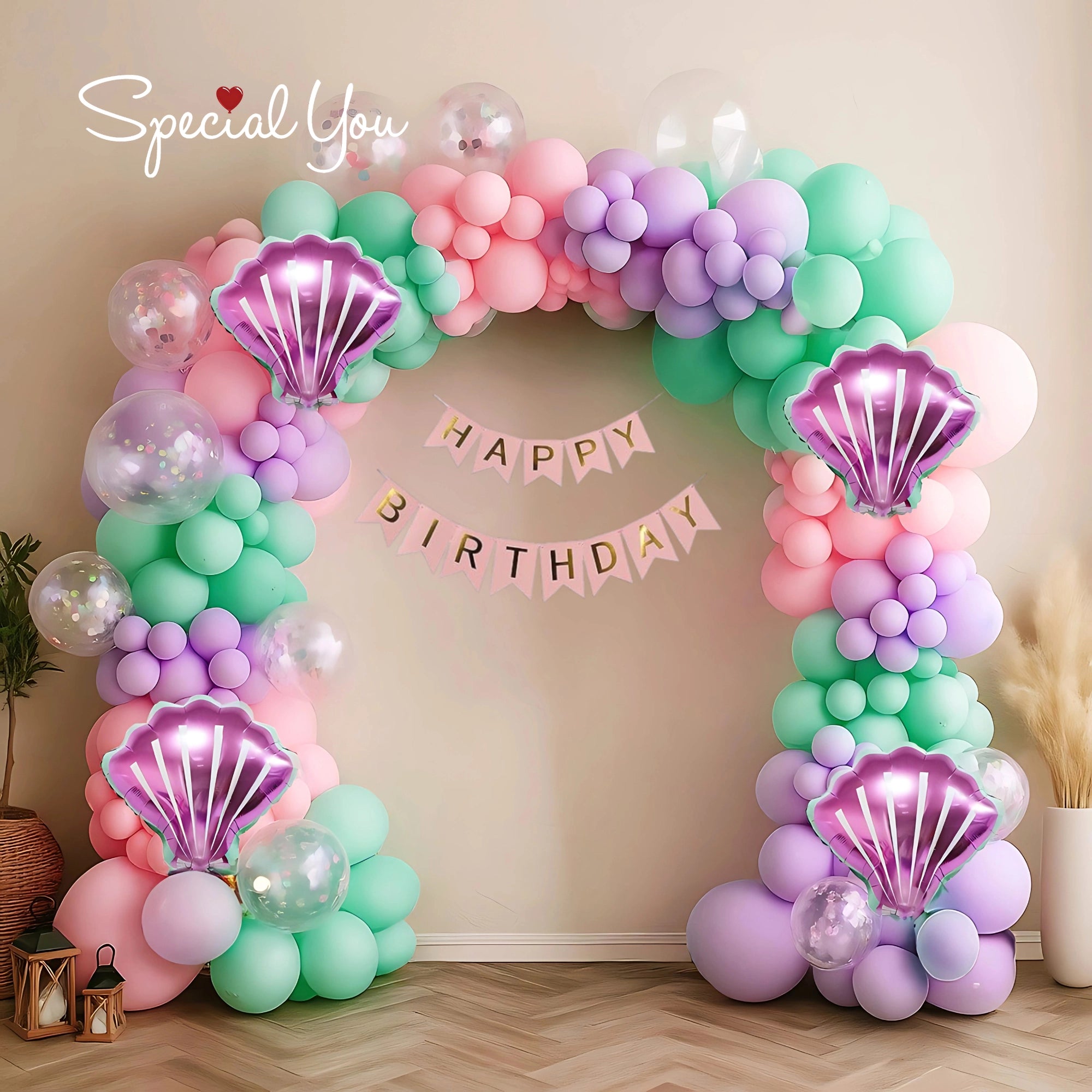 Pastel Mermaid Birthday Balloon Decoration
