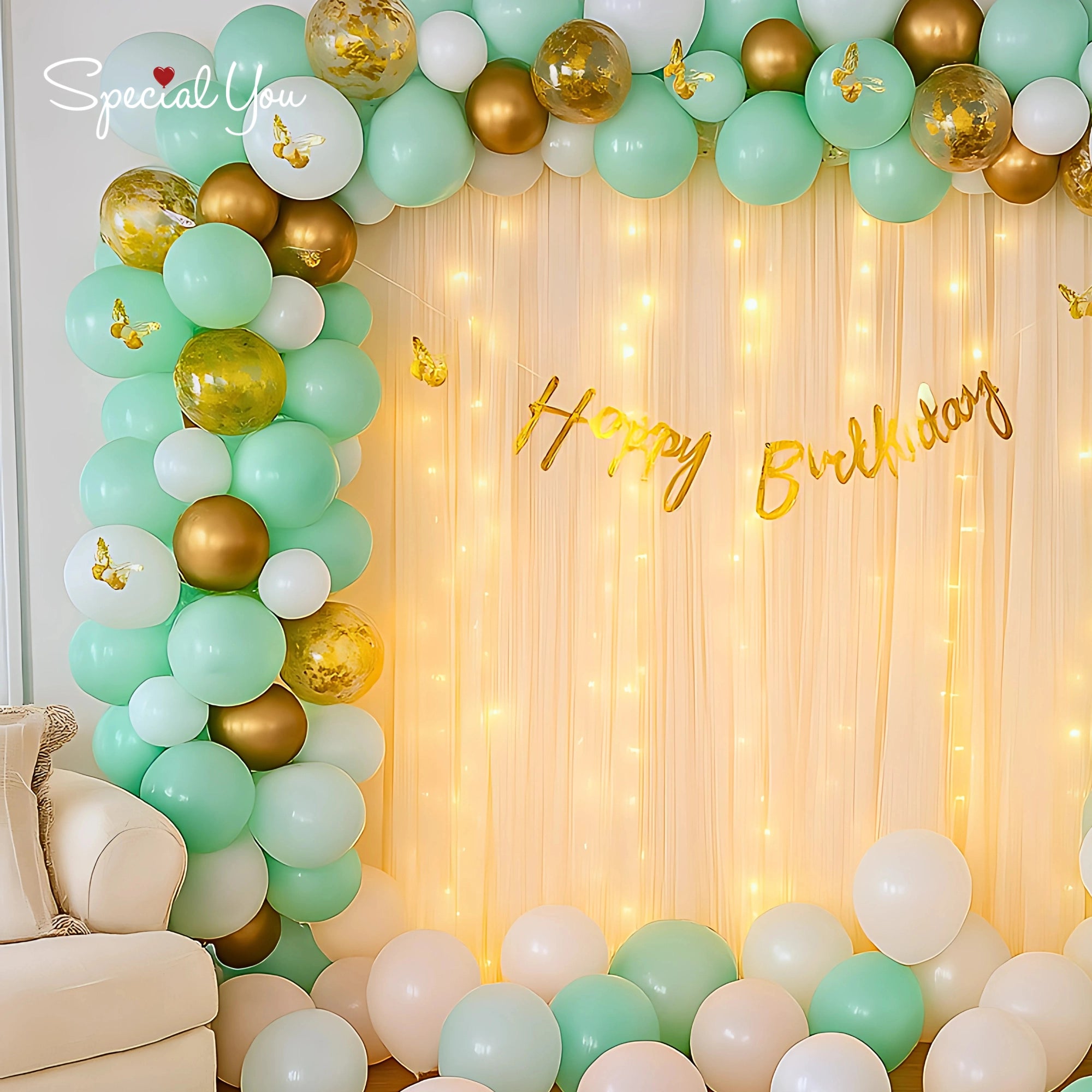 Mint Butterfly Bliss Birthday Decor