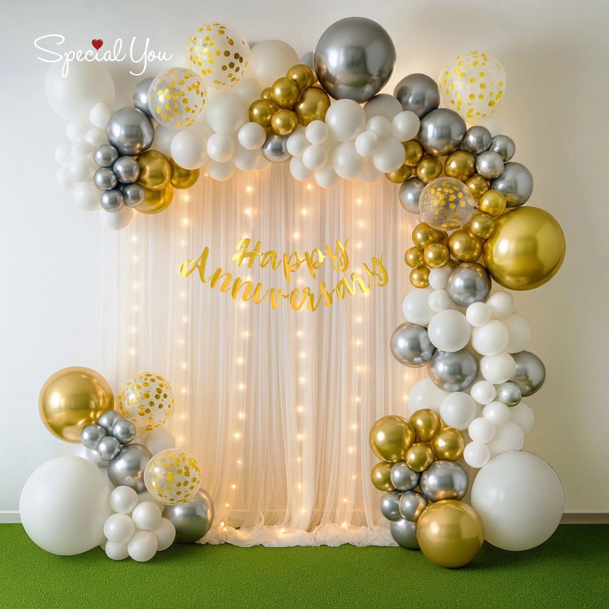 White & Gold Radiance Anniversary Decor