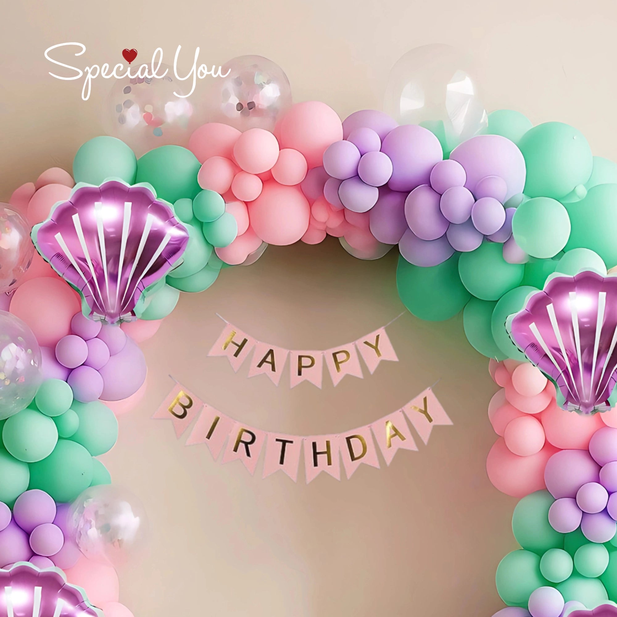 Pastel Mermaid Birthday Balloon Decoration