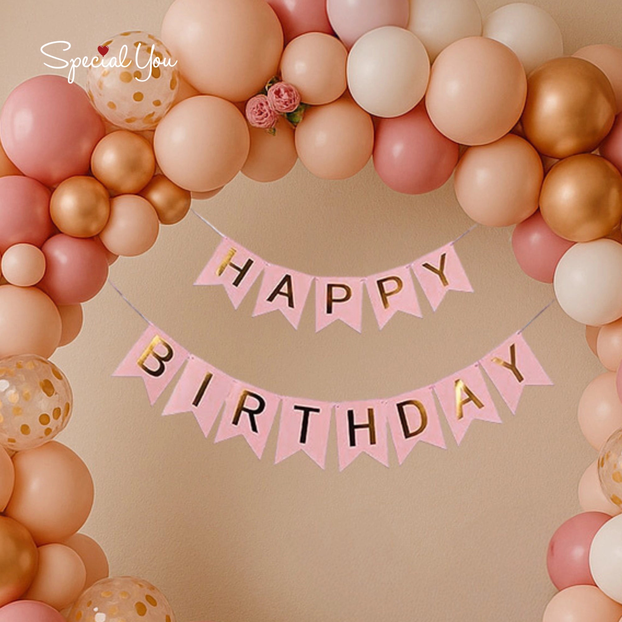 Peach Glam Ring Birthday Balloon Decor