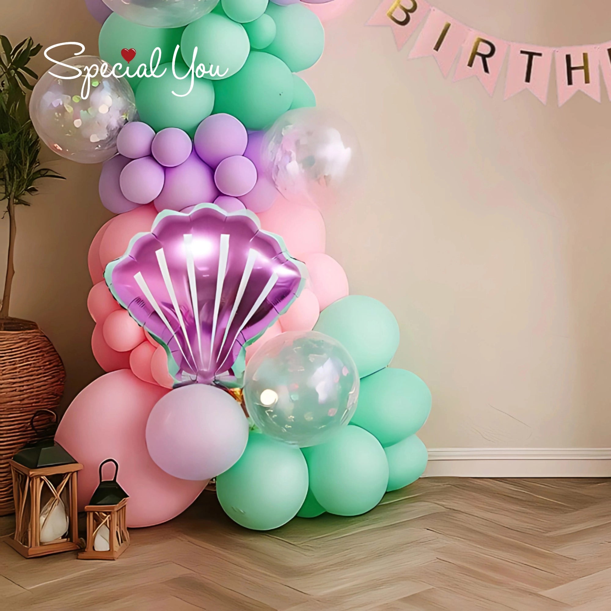 Pastel Mermaid Birthday Balloon Decoration