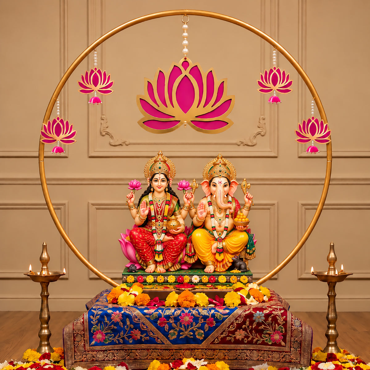 Lotus Ring Backdrop Decoration Kit with Large Lotus Hanging